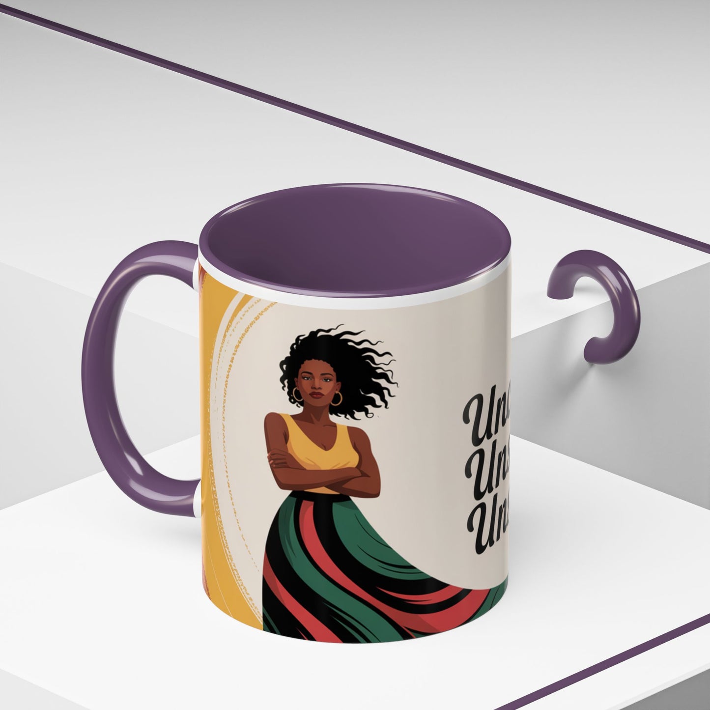 Unchained Unshaken Unstoppable Accent Coffee Mug, Juneteenth