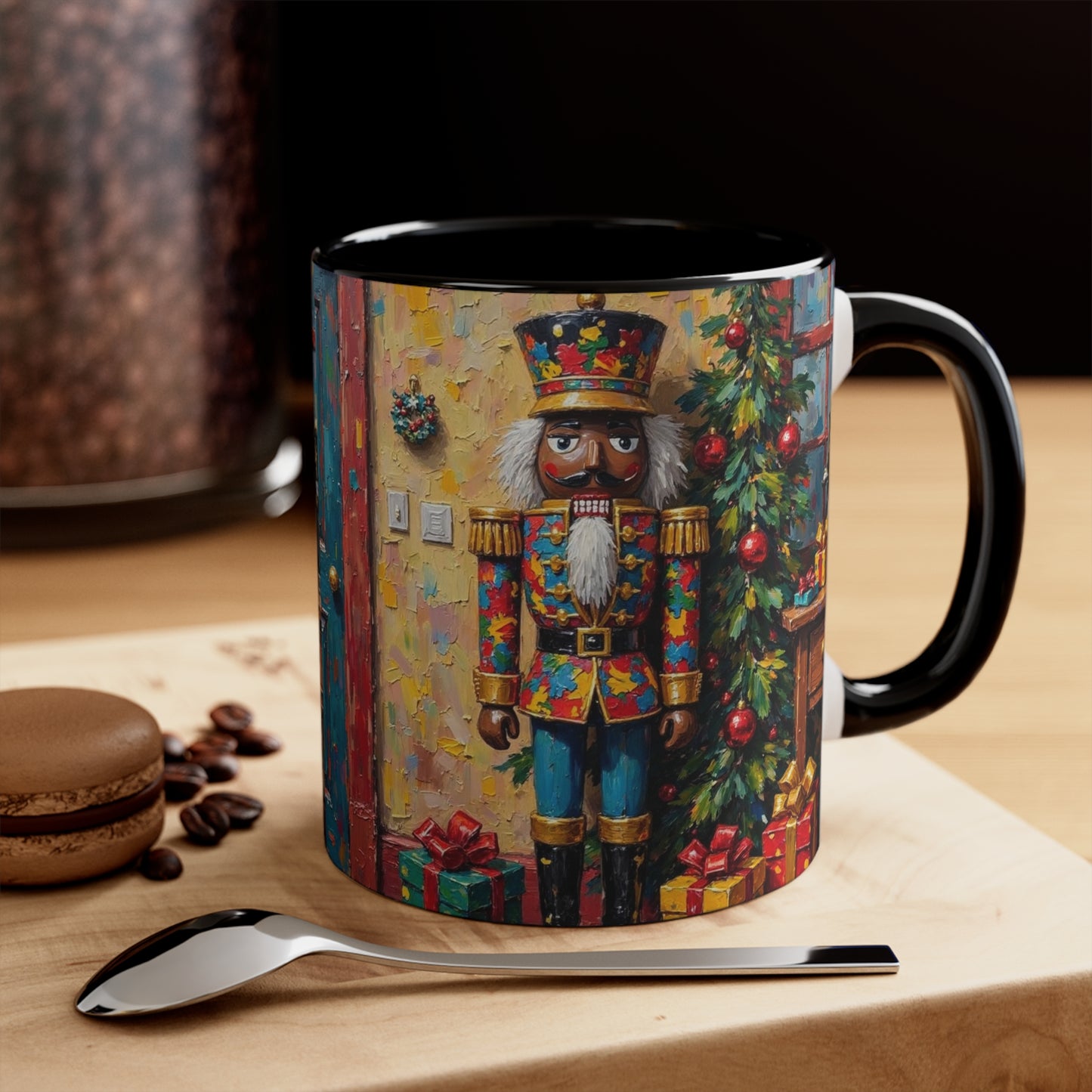 Christmas Nutcracker Accent Mug, Holiday Coffee Cup, Festive Drinkware, Seasonal Gift, Winter Home Decor