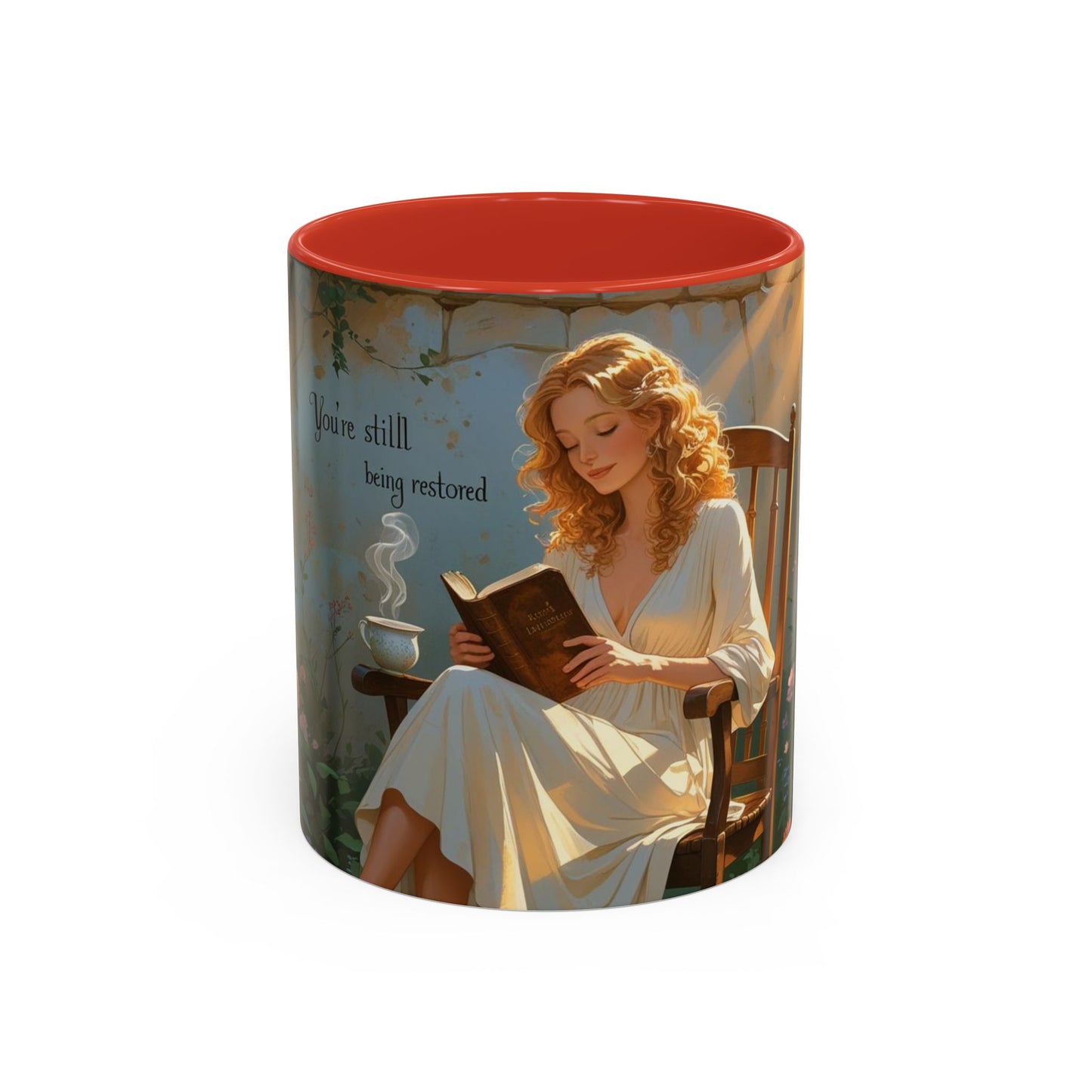 Accent Coffee Mug with Inspirational Design, Cozy Gift for Readers, Perfect for Relaxation, Home Decor, Warm Beverage Lover