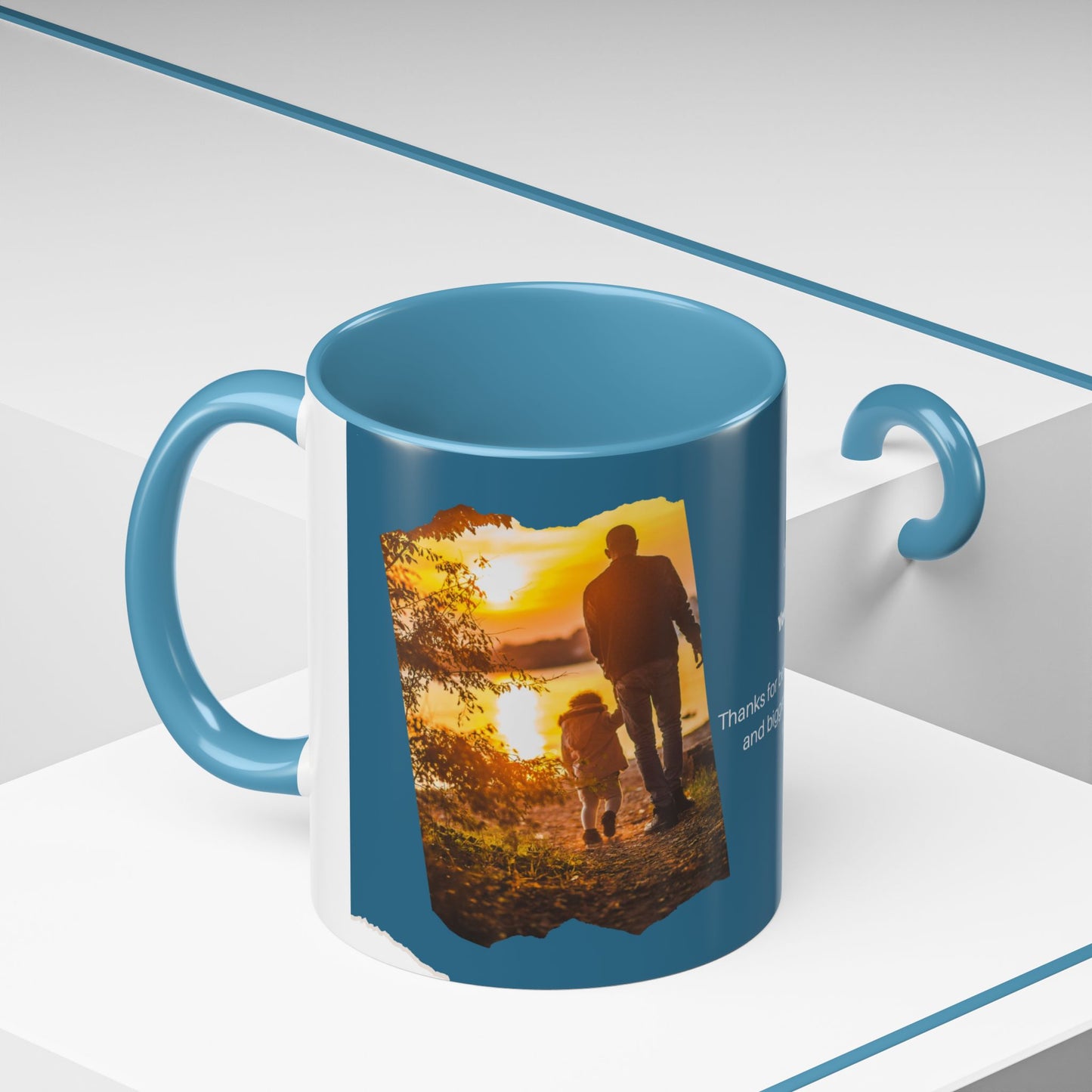 Dad's Love Accent Coffee Mug, Inspirational Dad Mug, Father's Day Gift, Personalized Coffee Cup, Unique Gift for Dad, Family Reminder
