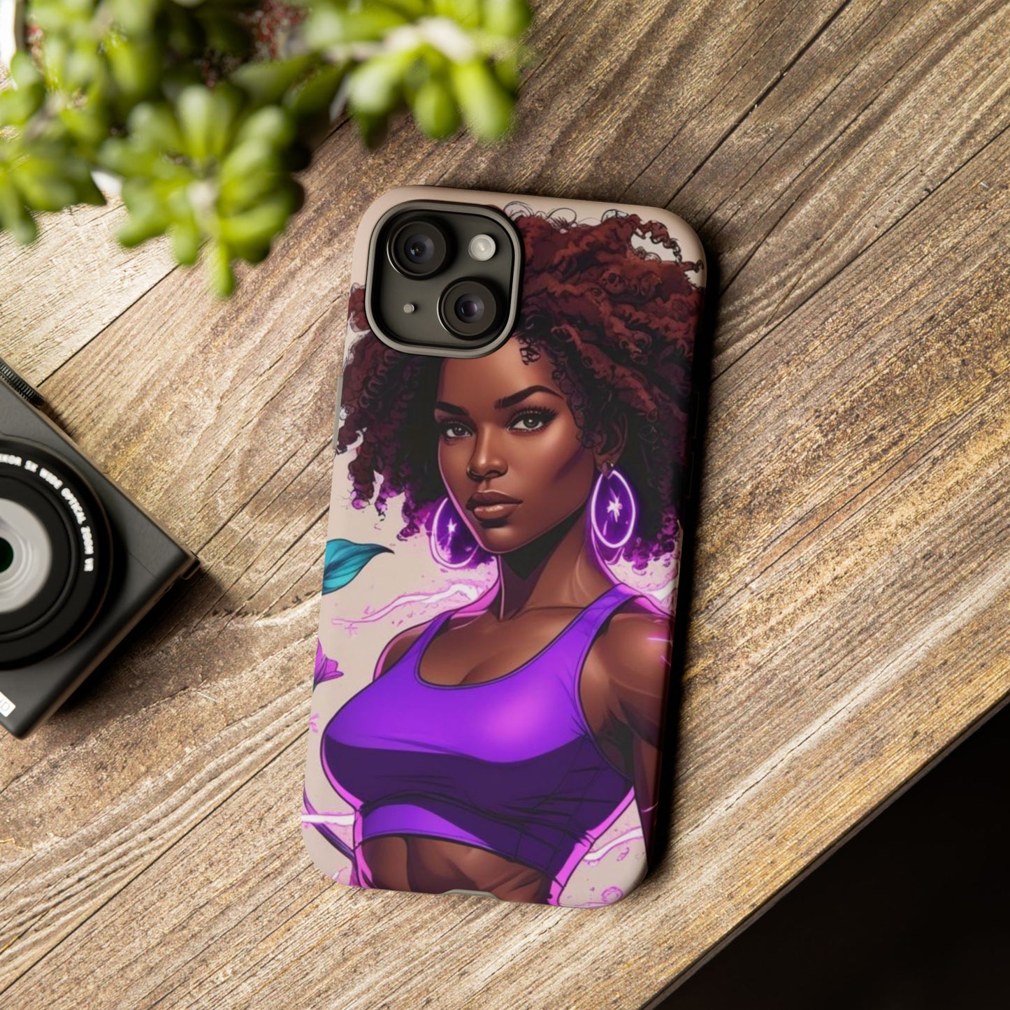 Vibrant Phone Case featuring Empowering Design, Black Woman Art, Floral Phone Accessory, Tough Cases for Gifts, Unique Gift for Her
