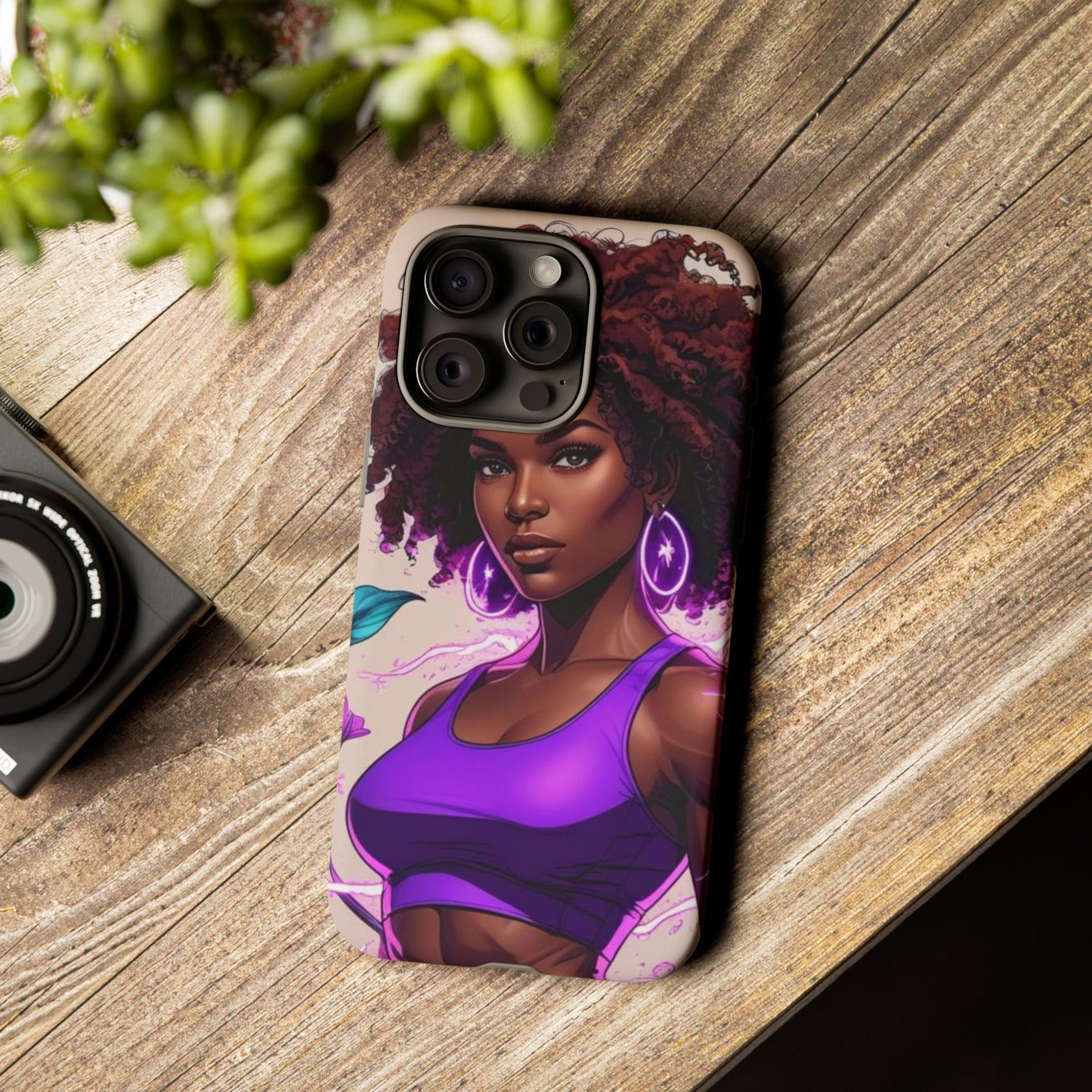 Vibrant Phone Case featuring Empowering Design, Black Woman Art, Floral Phone Accessory, Tough Cases for Gifts, Unique Gift for Her
