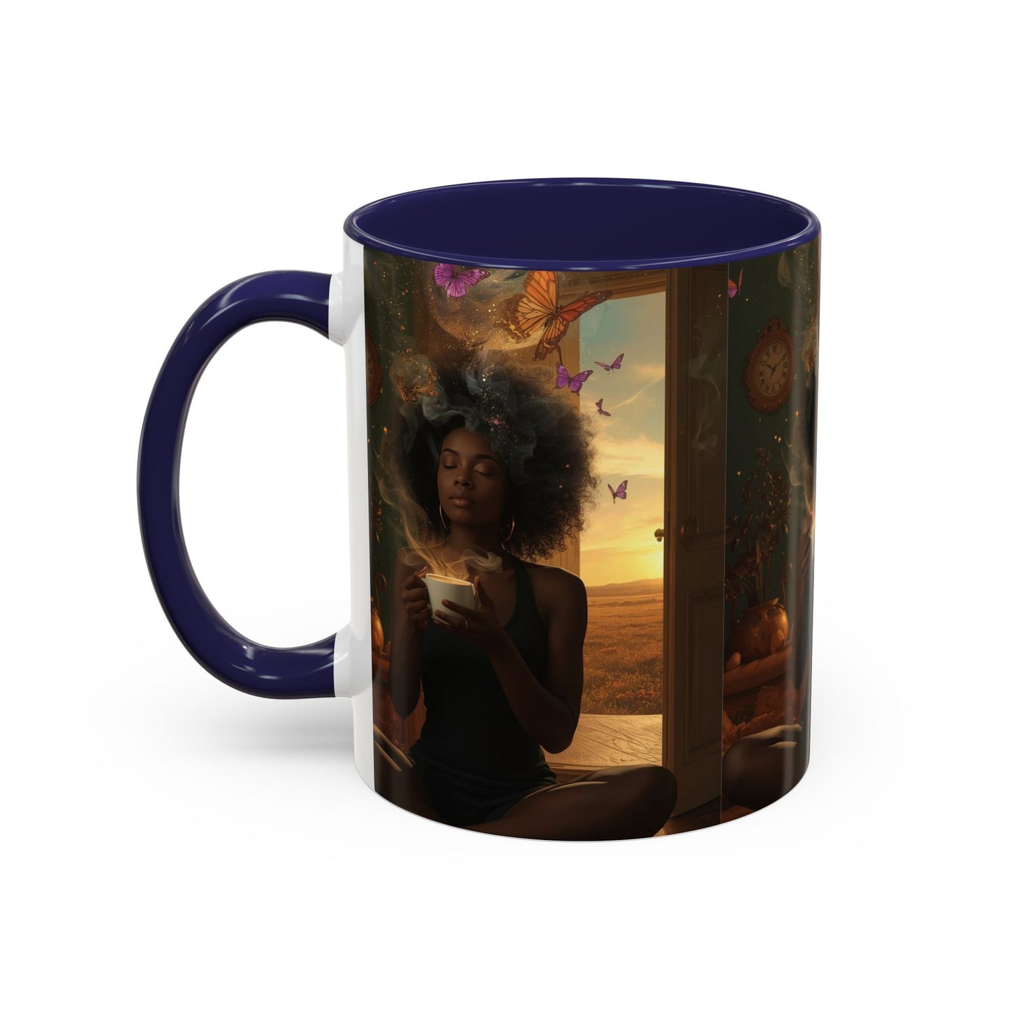 Serene Morning Accent Coffee Mug - Perfect for Tea Lovers, Unique Gift for Women, Cozy Home Decor, Butterfly Design Memento
