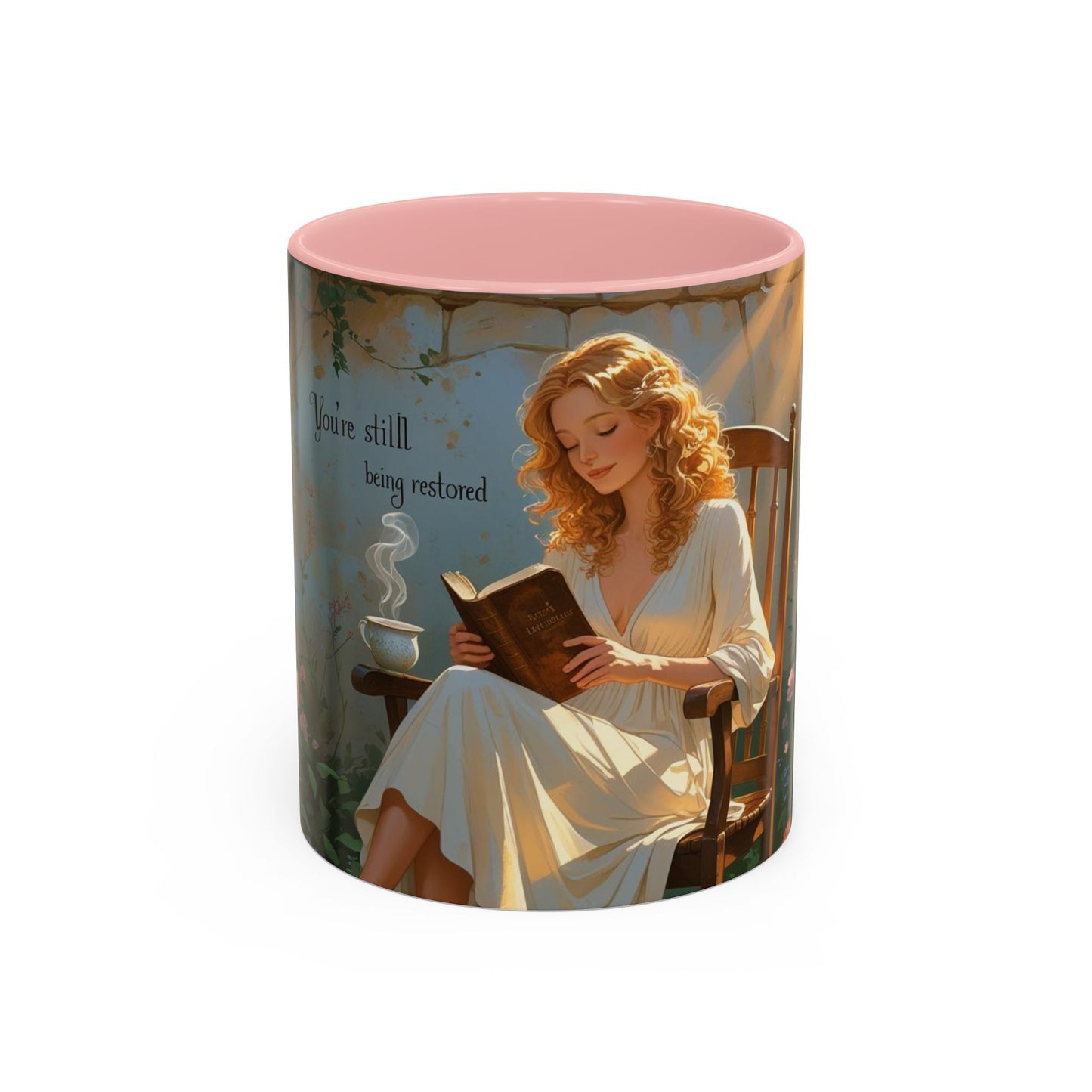 Accent Coffee Mug with Inspirational Design, Cozy Gift for Readers, Perfect for Relaxation, Home Decor, Warm Beverage Lover