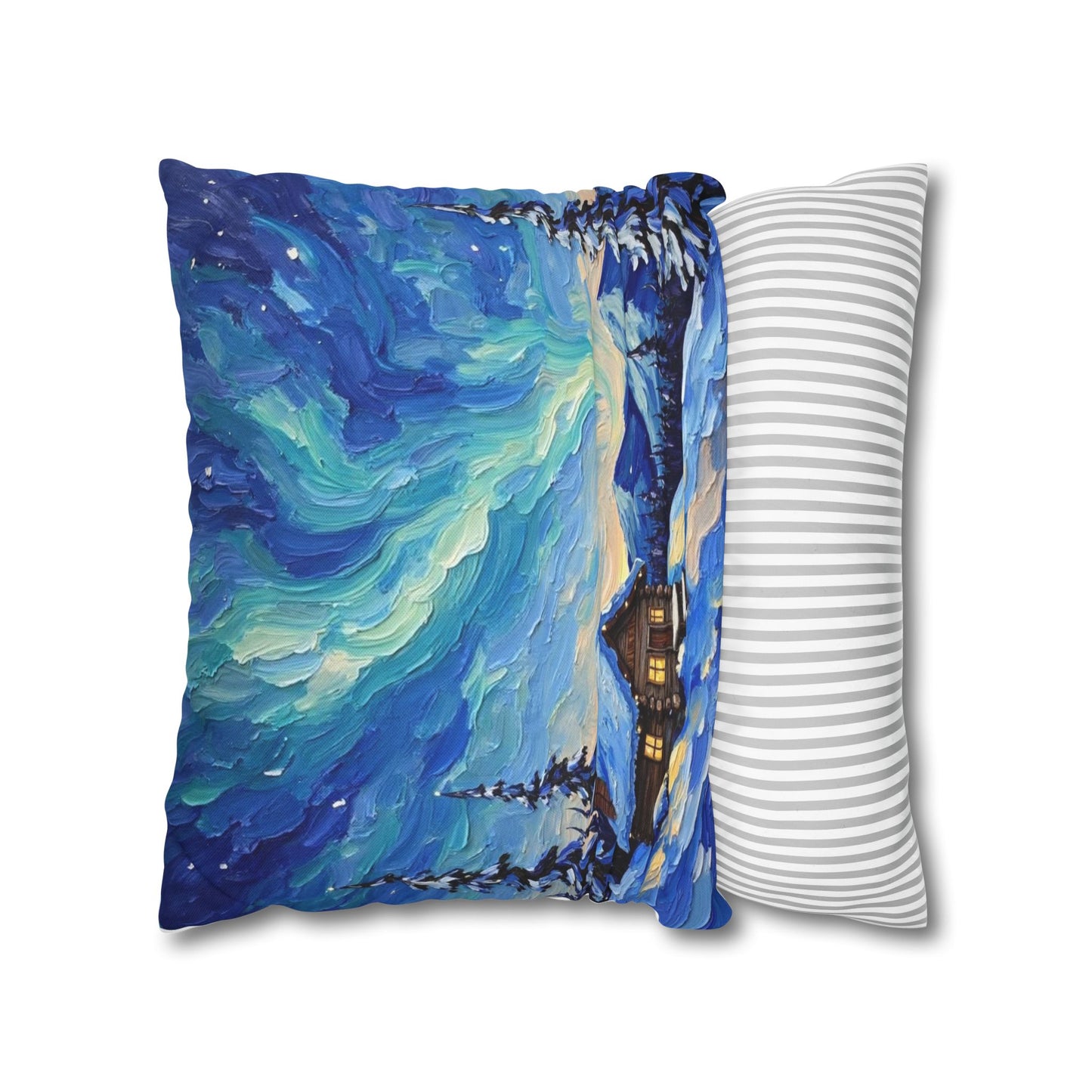 Cozy Winter Landscape Pillowcase, Decorative Cushion Cover for Home, Winter Decor, Christmas Gift, Cabin Aesthetic