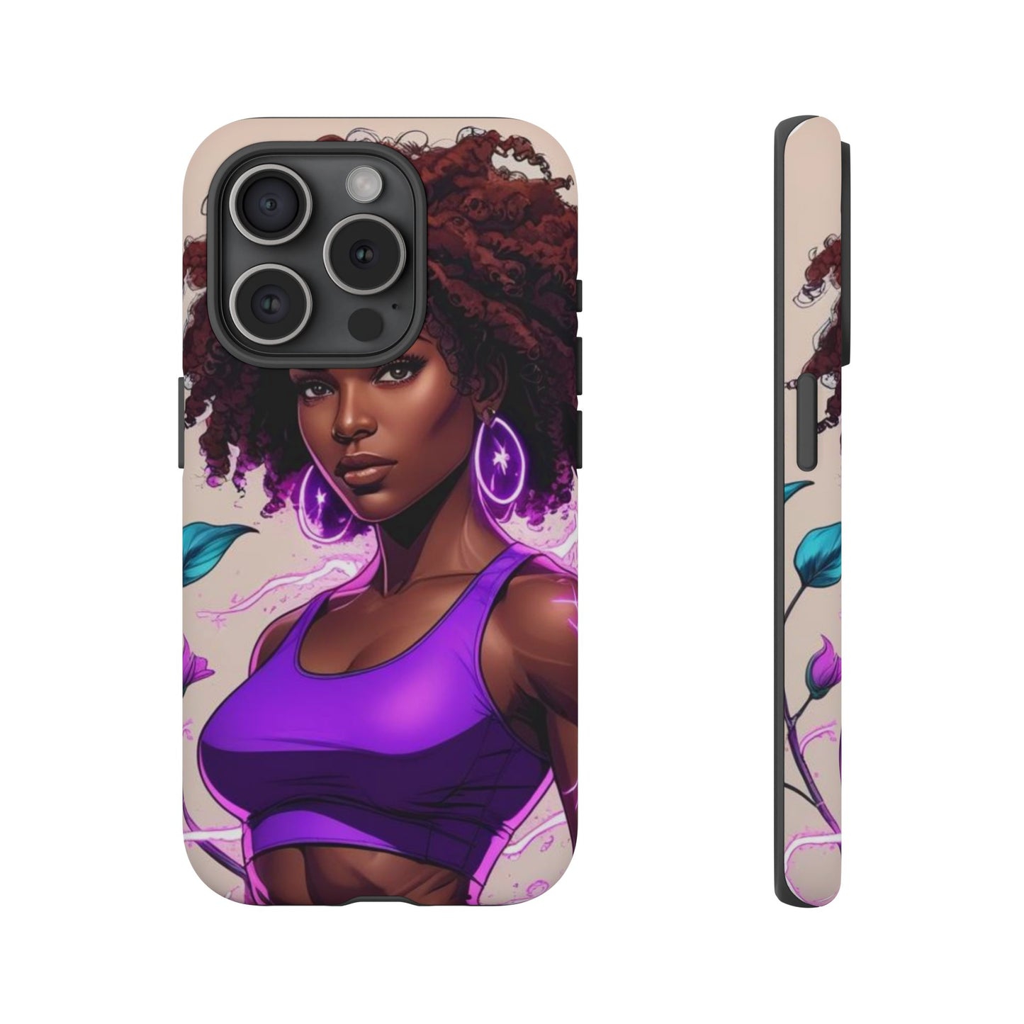 Vibrant Phone Case featuring Empowering Design, Black Woman Art, Floral Phone Accessory, Tough Cases for Gifts, Unique Gift for Her