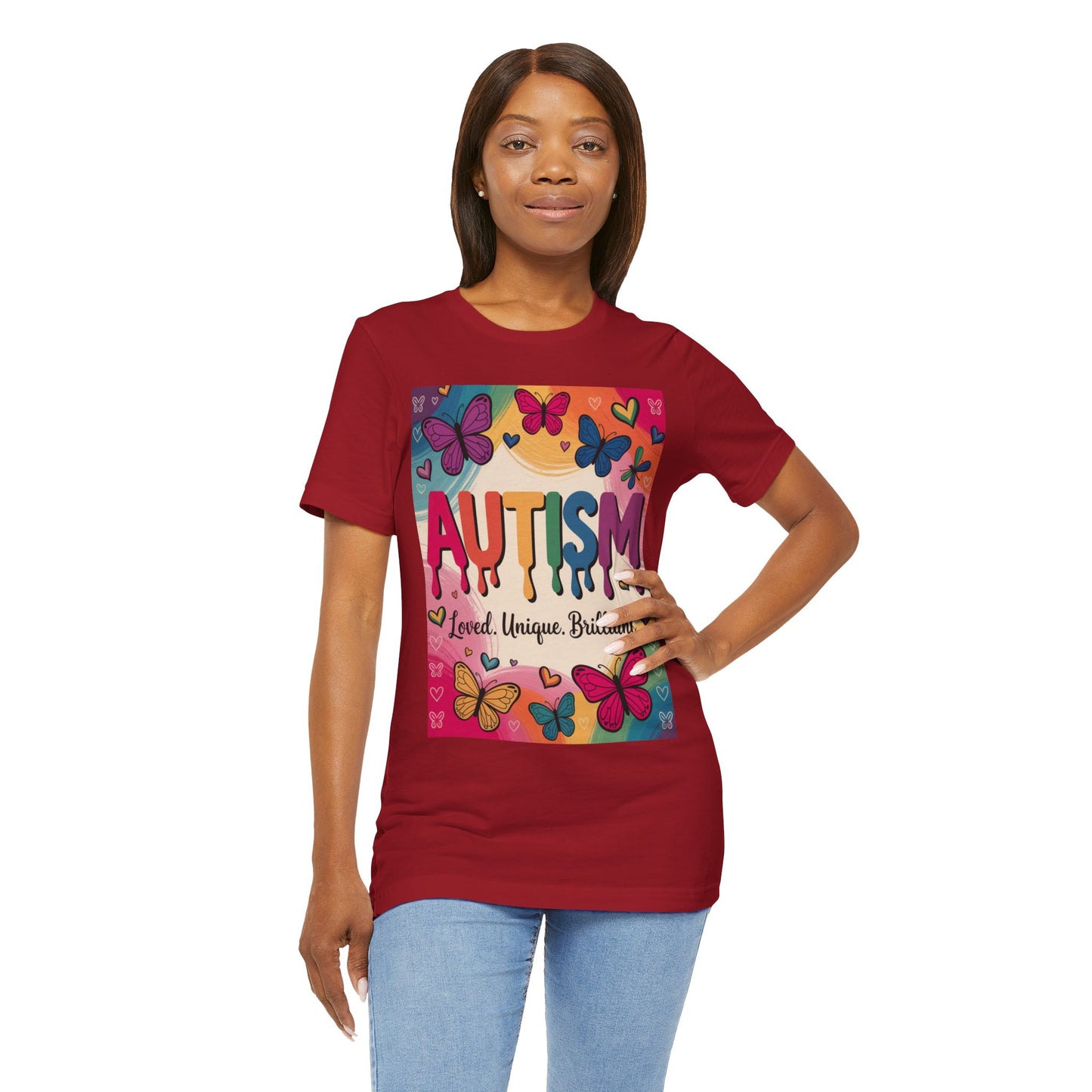 Autism Awareness Butterfly Tee  Loved, Unique, Brilliant Unisex Short Sleeve TShirt