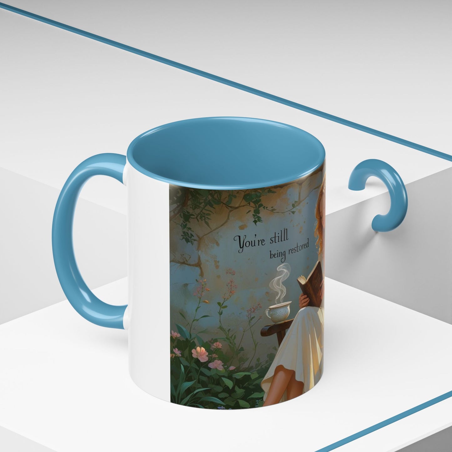 Accent Coffee Mug with Inspirational Design, Cozy Gift for Readers, Perfect for Relaxation, Home Decor, Warm Beverage Lover