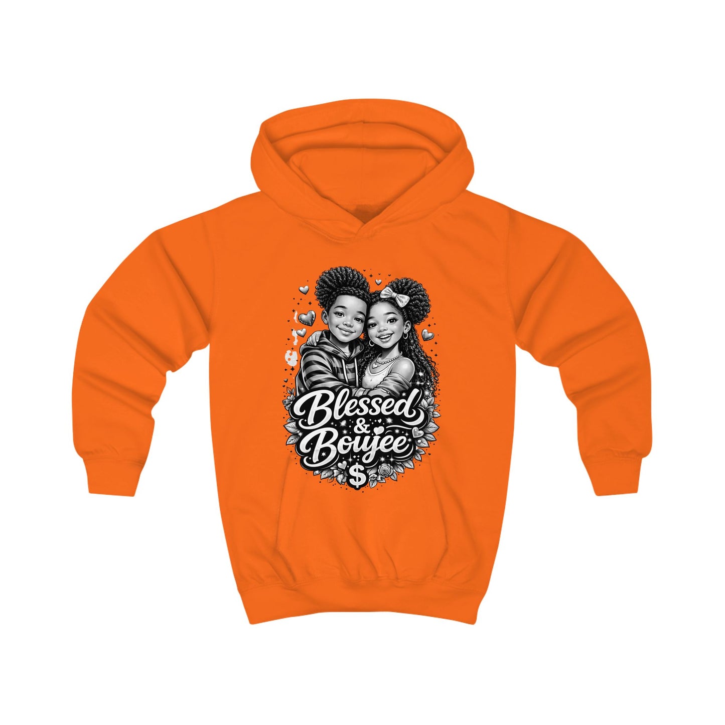 Kids Hoodie — "Blessed & Boujee" Graphic Pullover for Black Kids, Cute Siblings Love Cozy Sweatshirt