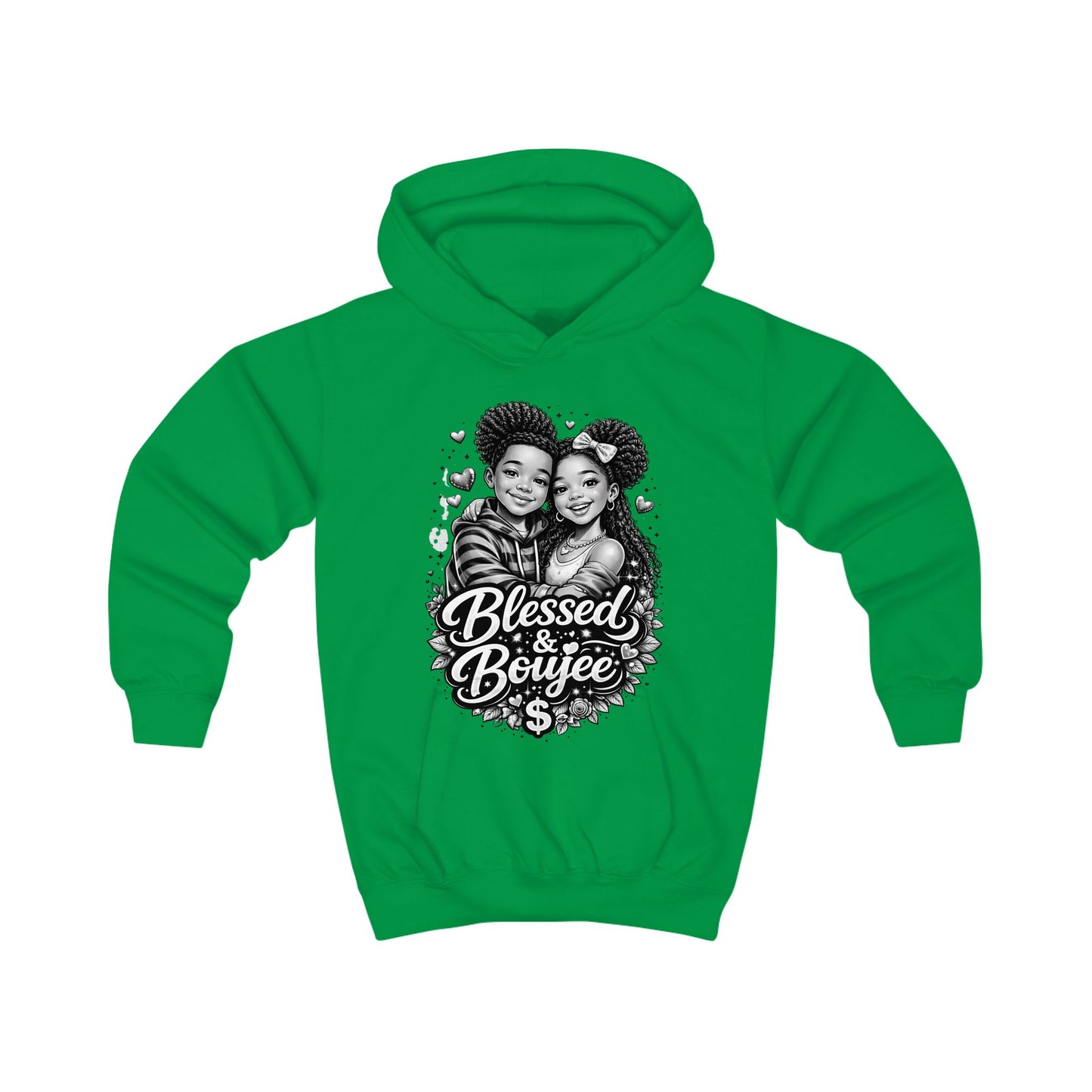 Kids Hoodie — "Blessed & Boujee" Graphic Pullover for Black Kids, Cute Siblings Love Cozy Sweatshirt