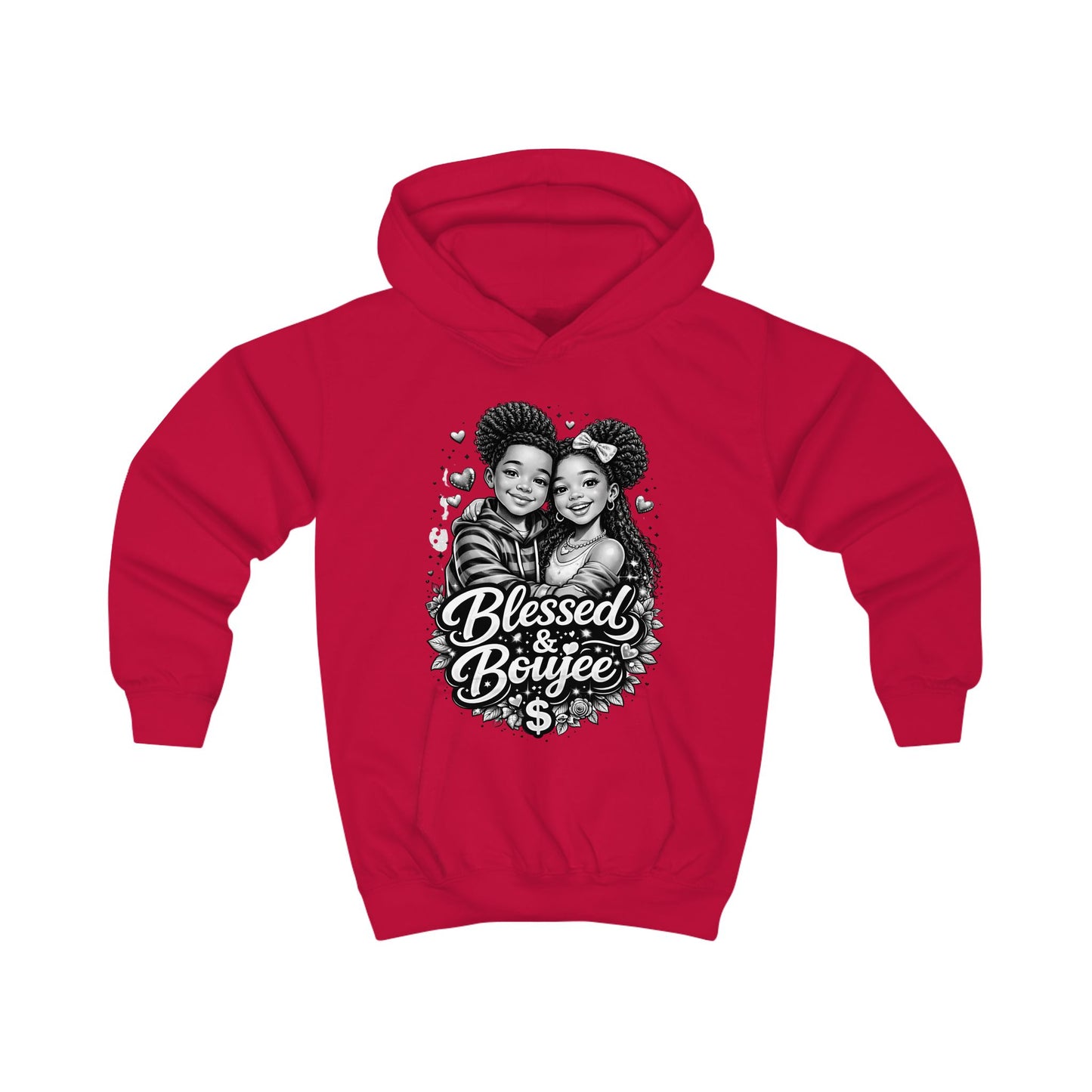 Kids Hoodie — "Blessed & Boujee" Graphic Pullover for Black Kids, Cute Siblings Love Cozy Sweatshirt
