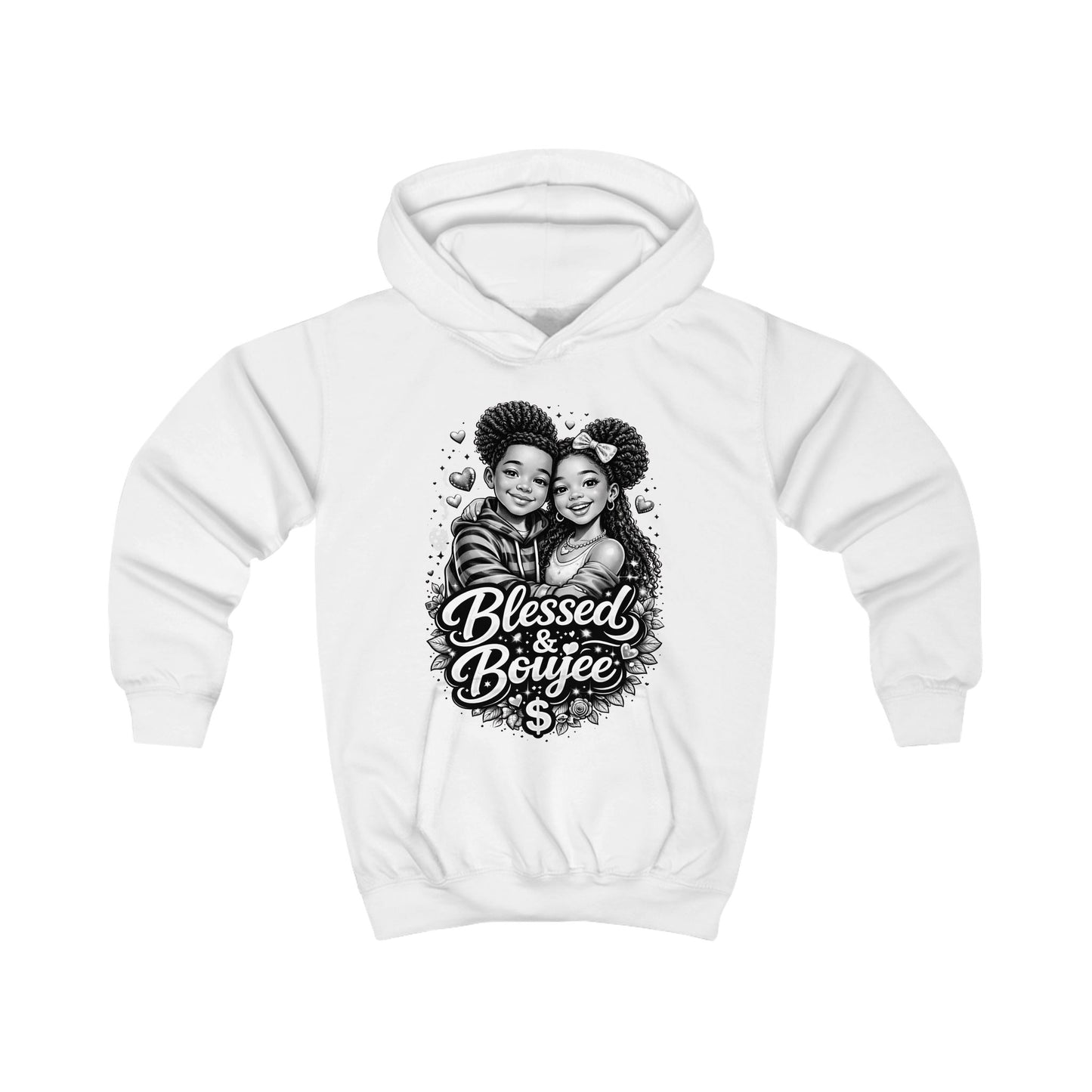 Kids Hoodie — "Blessed & Boujee" Graphic Pullover for Black Kids, Cute Siblings Love Cozy Sweatshirt