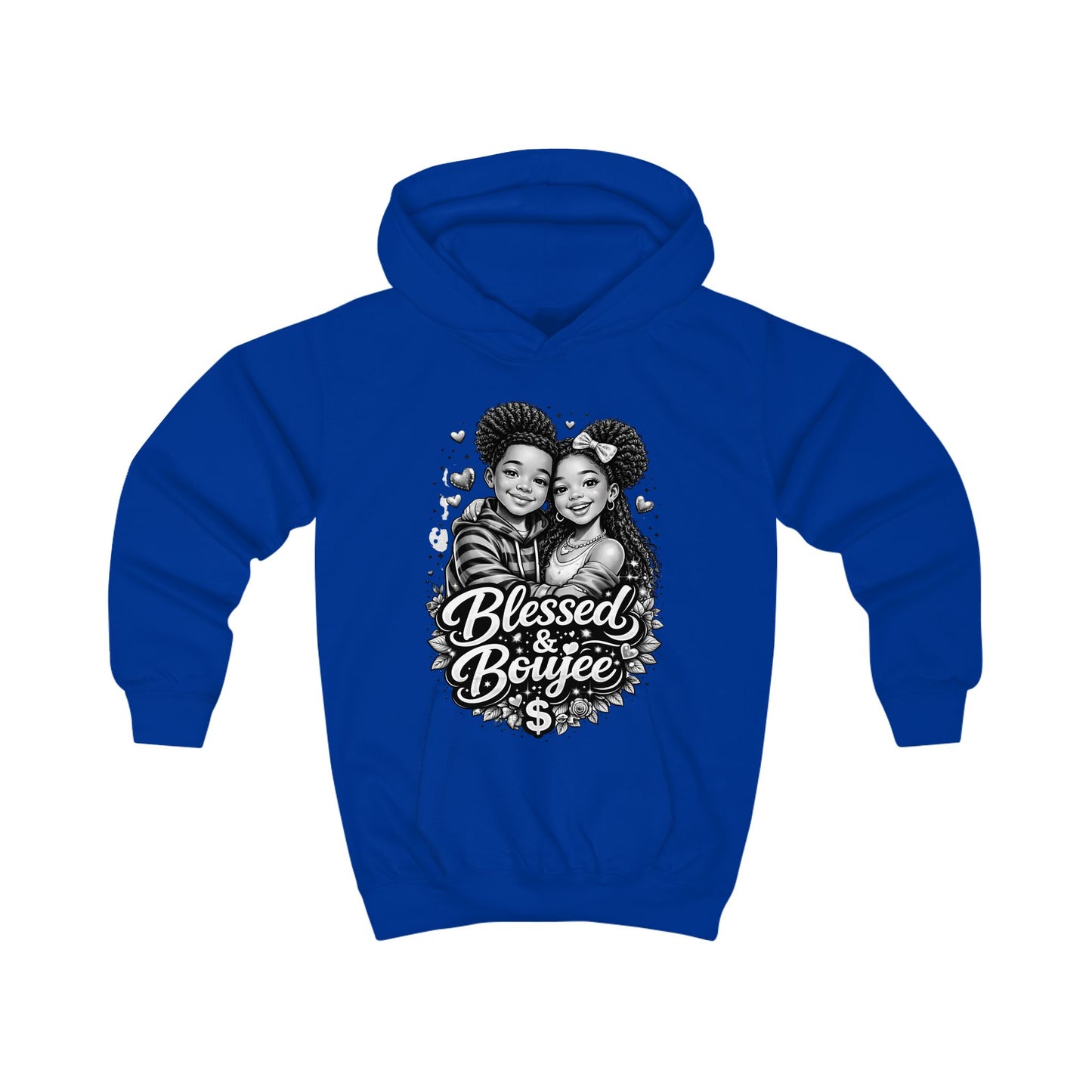 Kids Hoodie — "Blessed & Boujee" Graphic Pullover for Black Kids, Cute Siblings Love Cozy Sweatshirt