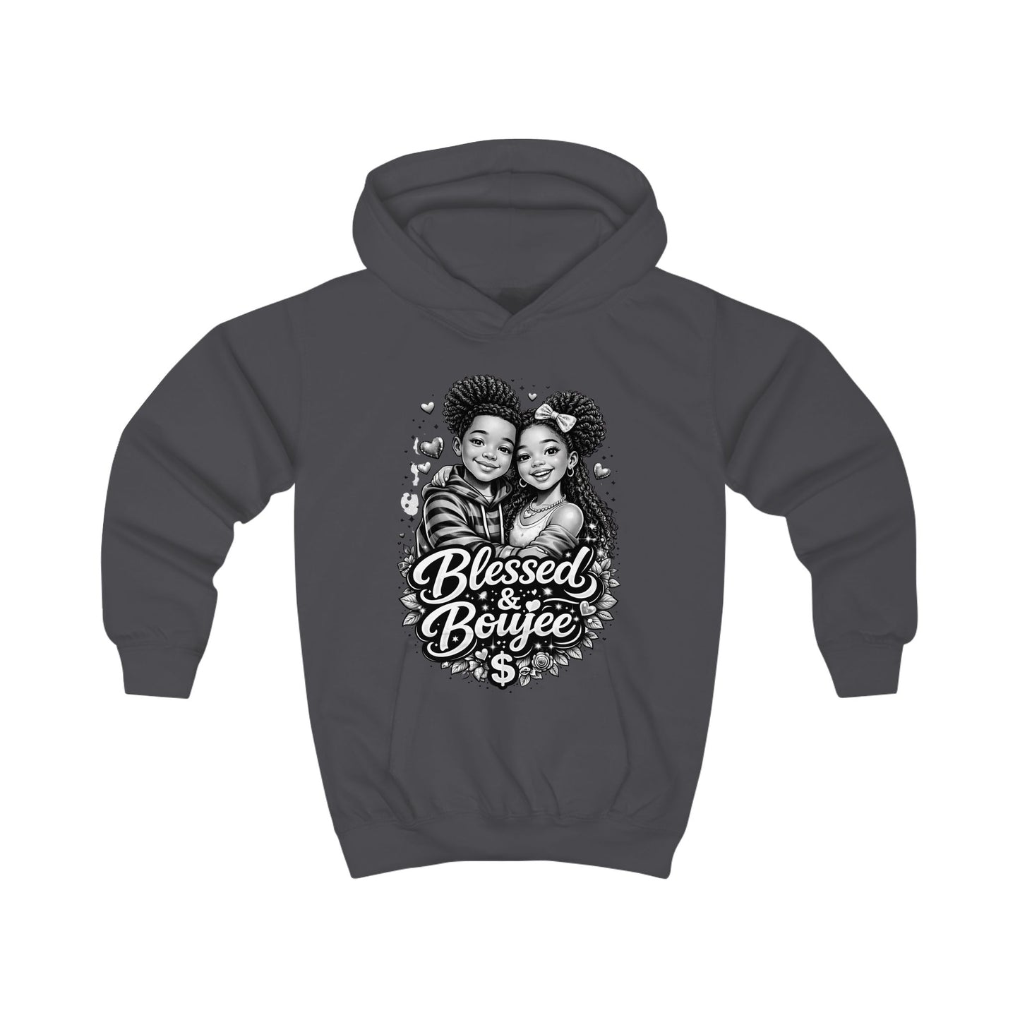 Kids Hoodie — "Blessed & Boujee" Graphic Pullover for Black Kids, Cute Siblings Love Cozy Sweatshirt