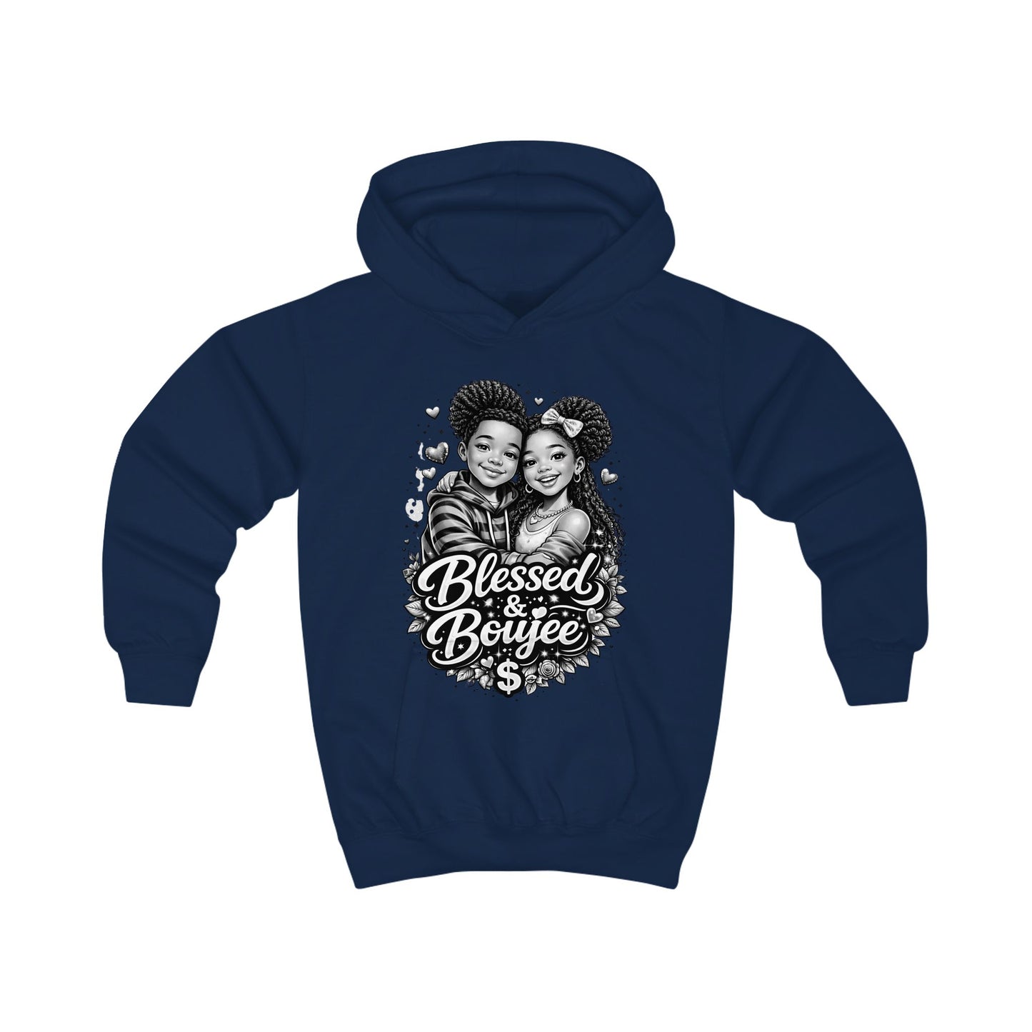 Kids Hoodie — "Blessed & Boujee" Graphic Pullover for Black Kids, Cute Siblings Love Cozy Sweatshirt