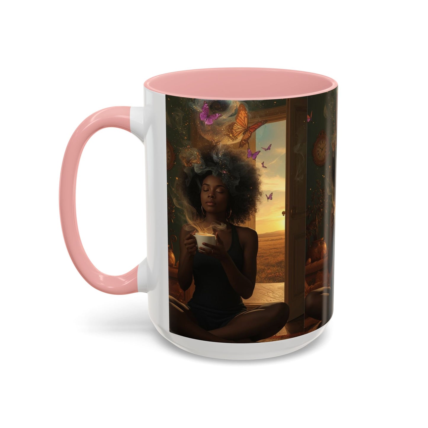 Serene Morning Accent Coffee Mug - Perfect for Tea Lovers, Unique Gift for Women, Cozy Home Decor, Butterfly Design Memento
