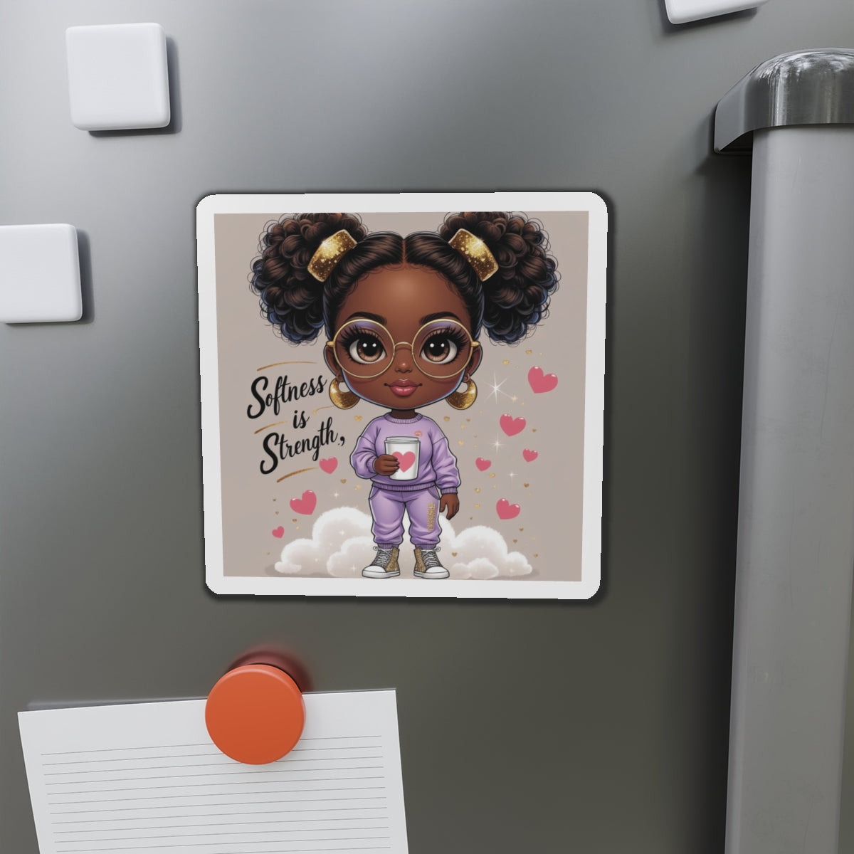 Cute Die-Cut Magnets | Empowering Art for Home, Planner Decor, Gift for Teens, Softness is Strength