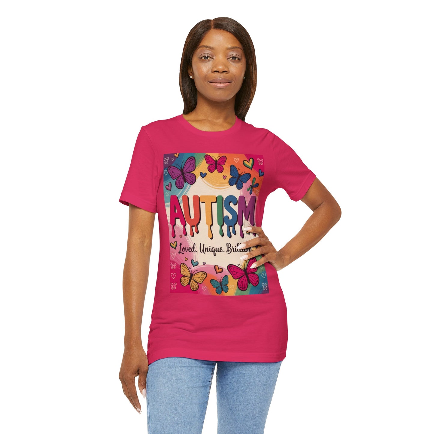 Autism Awareness Butterfly Tee  Loved, Unique, Brilliant Unisex Short Sleeve TShirt