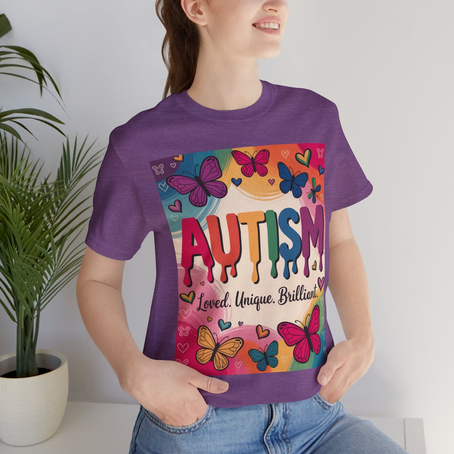 Autism Awareness Butterfly Tee  Loved, Unique, Brilliant Unisex Short Sleeve TShirt