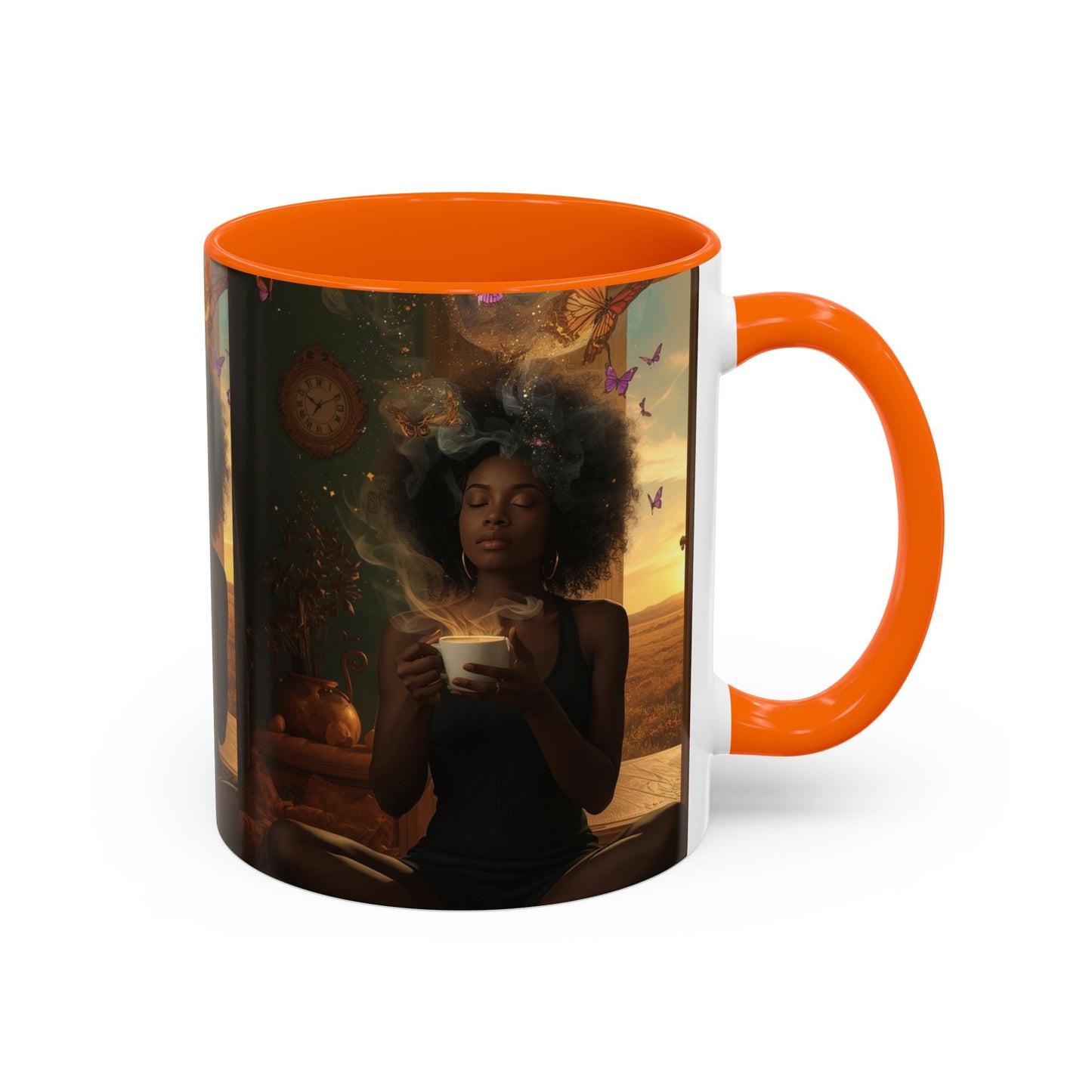 Serene Morning Accent Coffee Mug - Perfect for Tea Lovers, Unique Gift for Women, Cozy Home Decor, Butterfly Design Memento