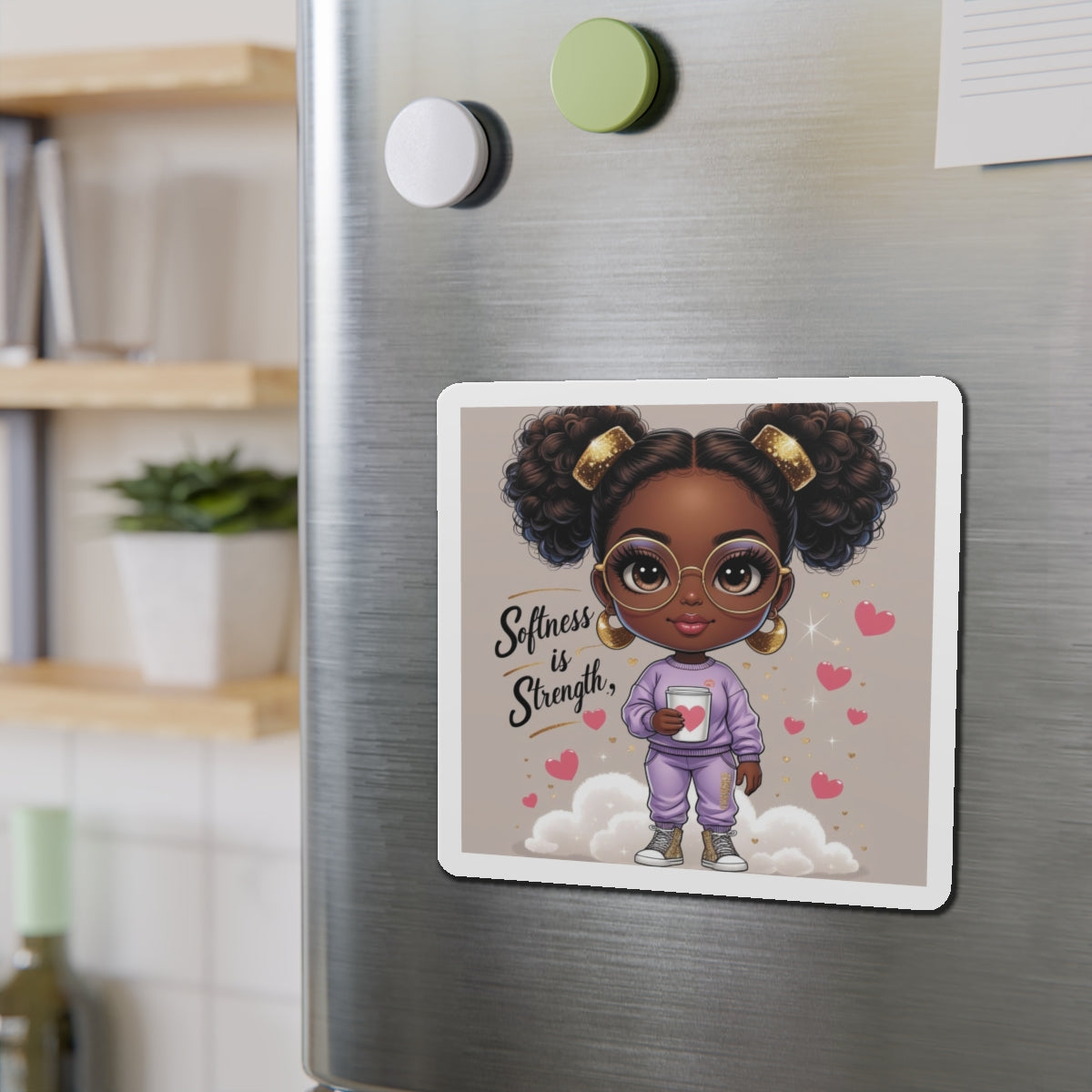 Cute Die-Cut Magnets | Empowering Art for Home, Planner Decor, Gift for Teens, Softness is Strength
