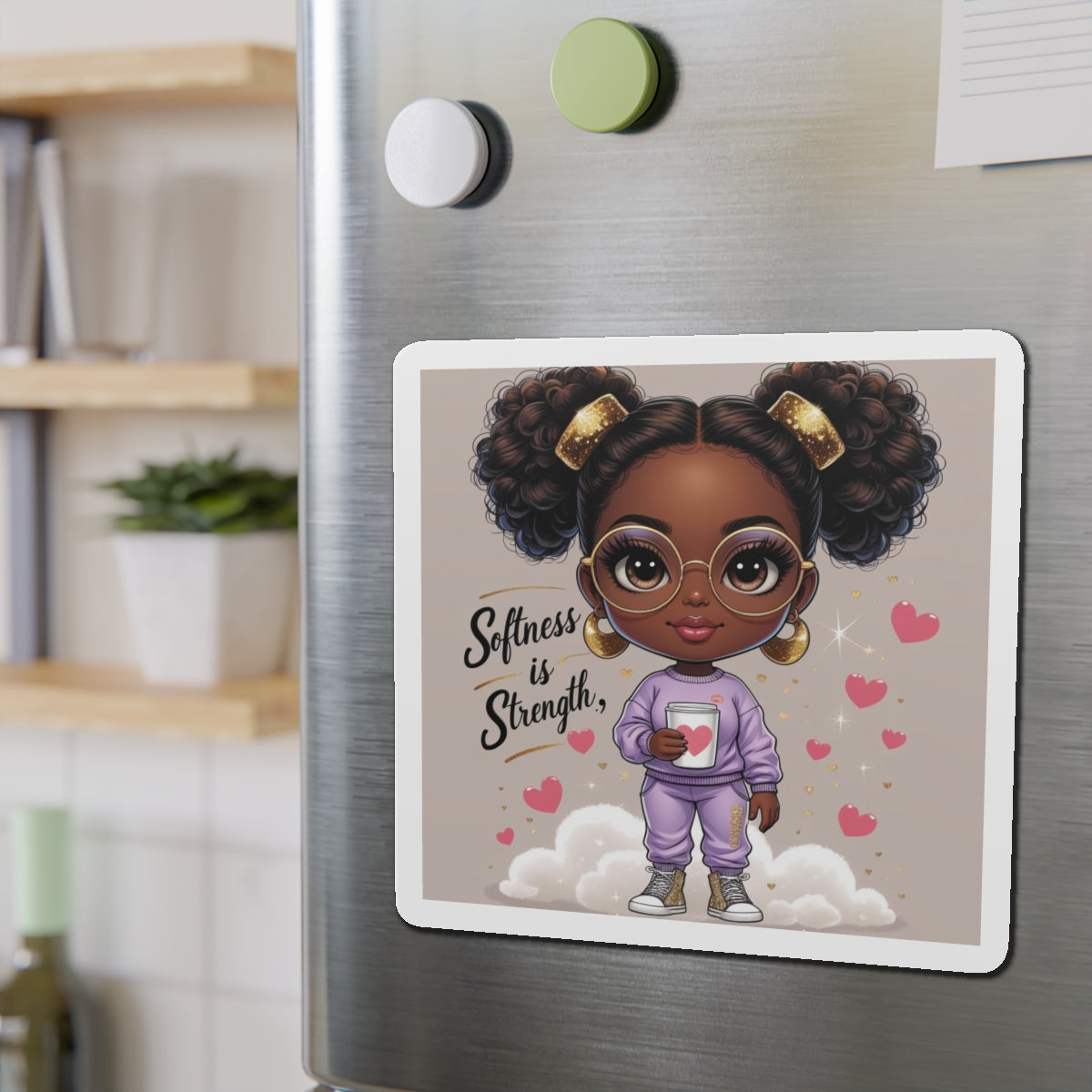 Cute Die-Cut Magnets | Empowering Art for Home, Planner Decor, Gift for Teens, Softness is Strength