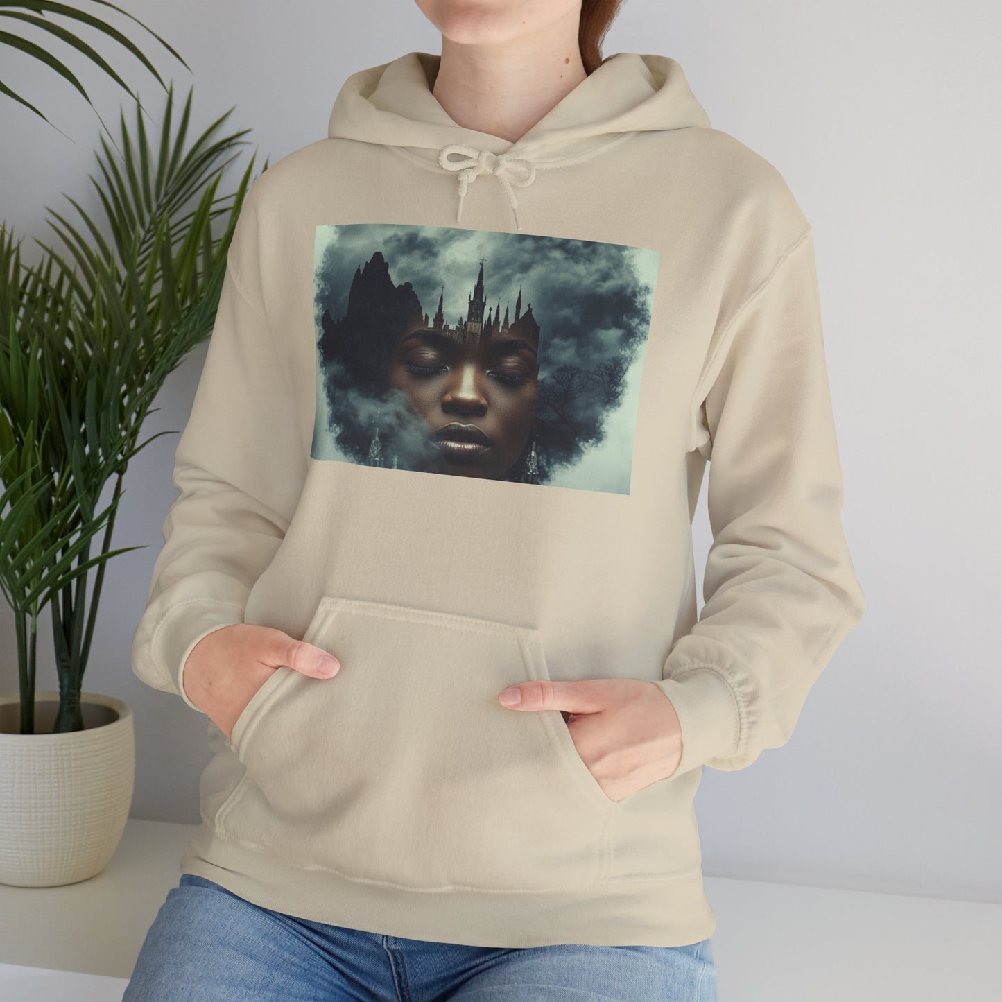 Whimsical Artistic Hoodie, Graphic Sweatshirt, Unisex Cozy Wear, Gift for Art Lovers, Casual Outfit, Cloud Art Design