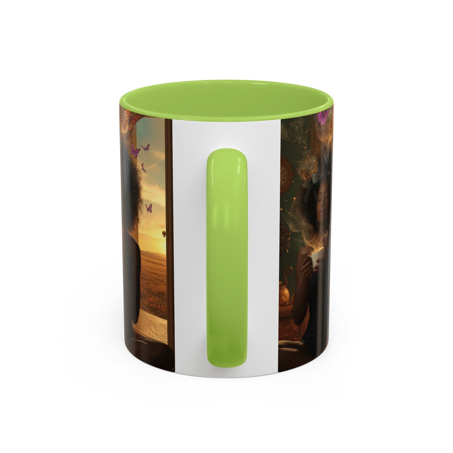 Serene Morning Accent Coffee Mug - Perfect for Tea Lovers, Unique Gift for Women, Cozy Home Decor, Butterfly Design Memento