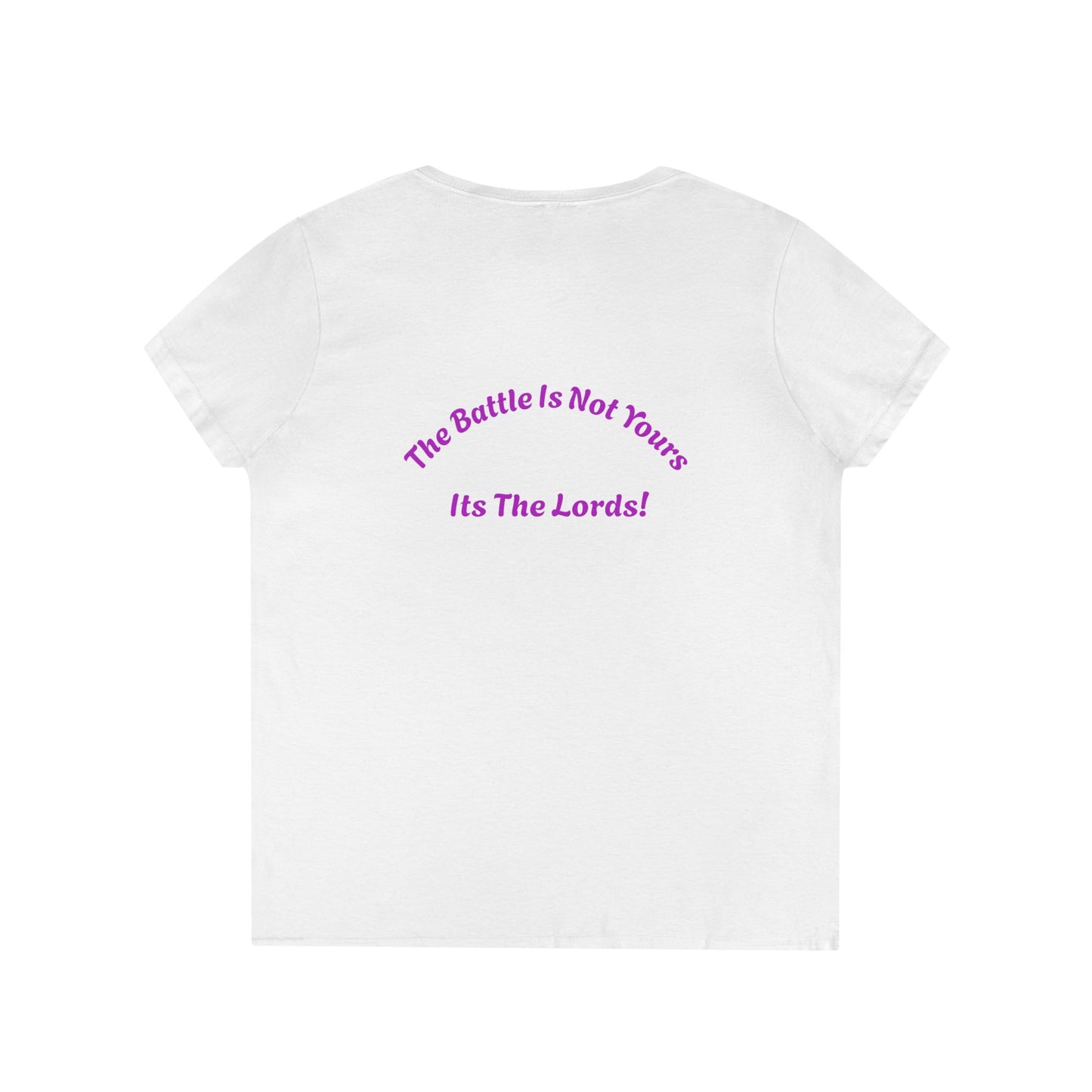 Empowered Ladies' V-Neck T-Shirt, Superhero Graphic Tee, Inspirational Quote Apparel, Gift for Her, Casual Wear, Faith-Based Fashion