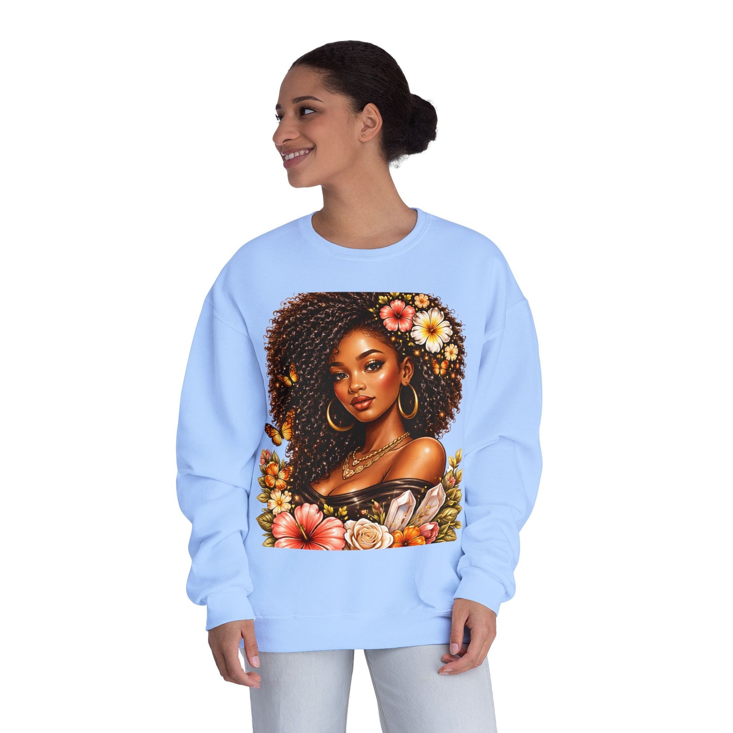 Afro Floral Portrait Crewneck Sweatshirt