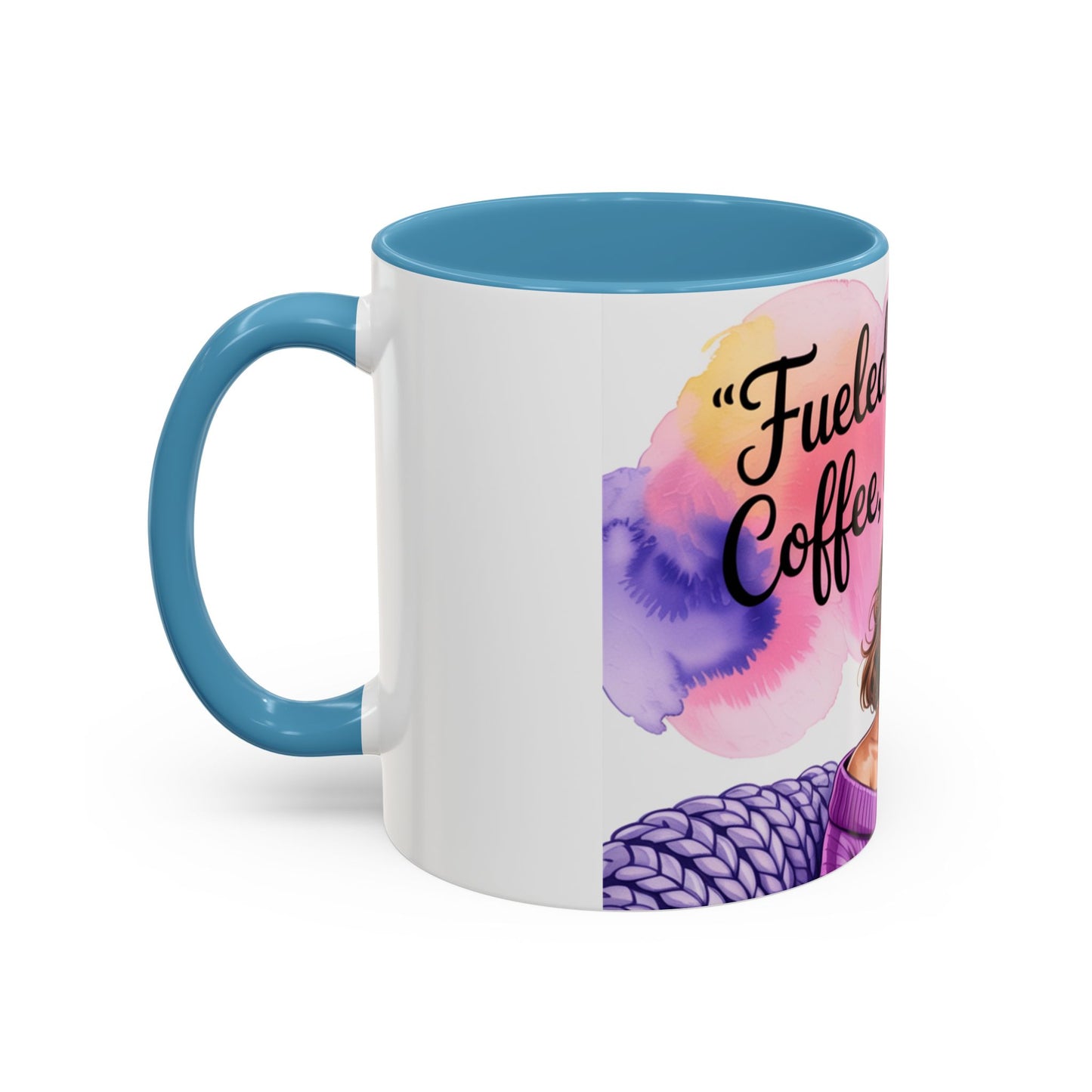 Fueled by Grace, Coffee, and Chaos Accent Coffee Mug, Colorful Design for Coffee Lovers, Hot chocolate
