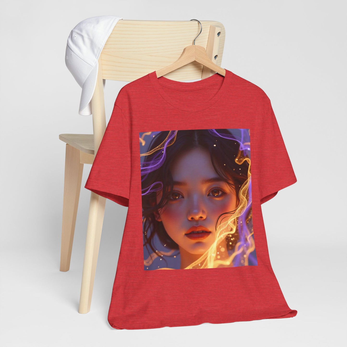 Enigmatic Portrait Tee, Unisex Graphic T-Shirt, Artistic Short Sleeve Shirt, Casual Everyday Wear, Unique Gift for Art Lovers