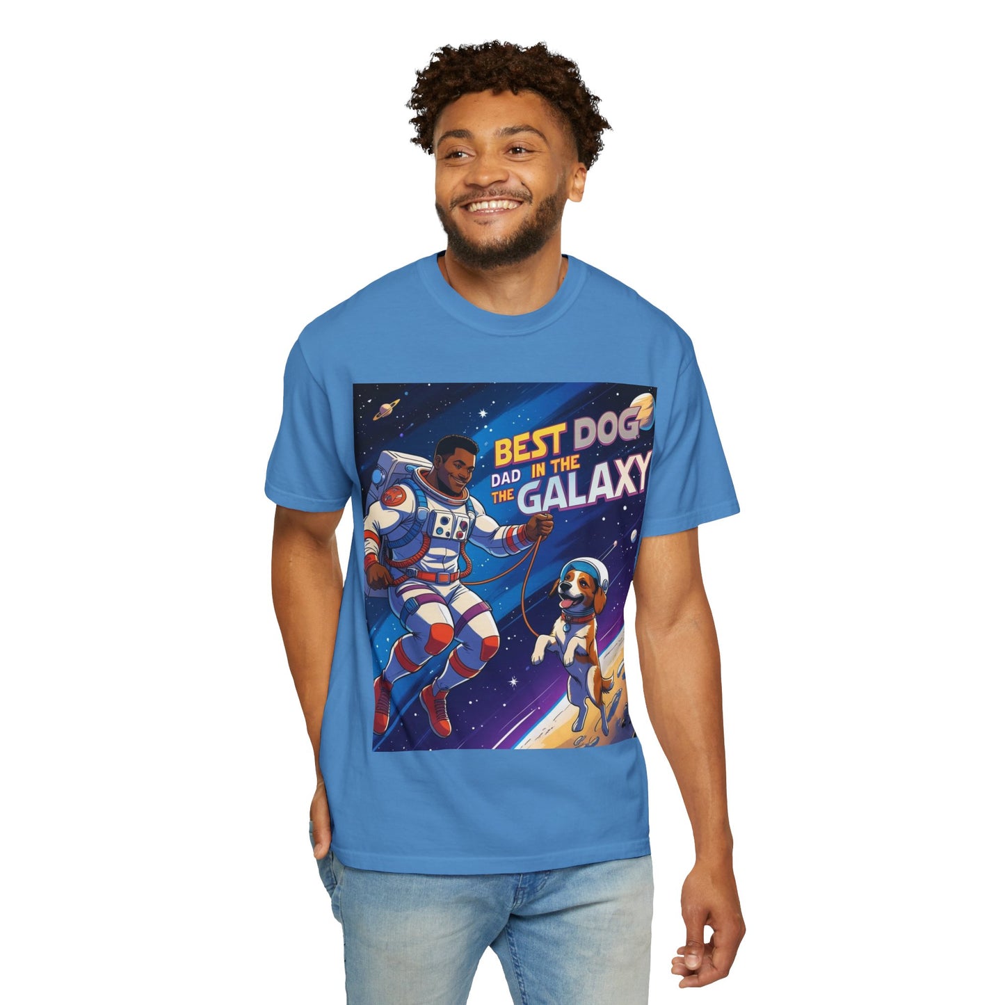 Best Dog Dad in the Galaxy T-Shirt, Unisex Space-Themed Tee, Dog Lover Gift, Father's Day Shirt, Gift for Dog Dads, Galaxy Graphic Tee