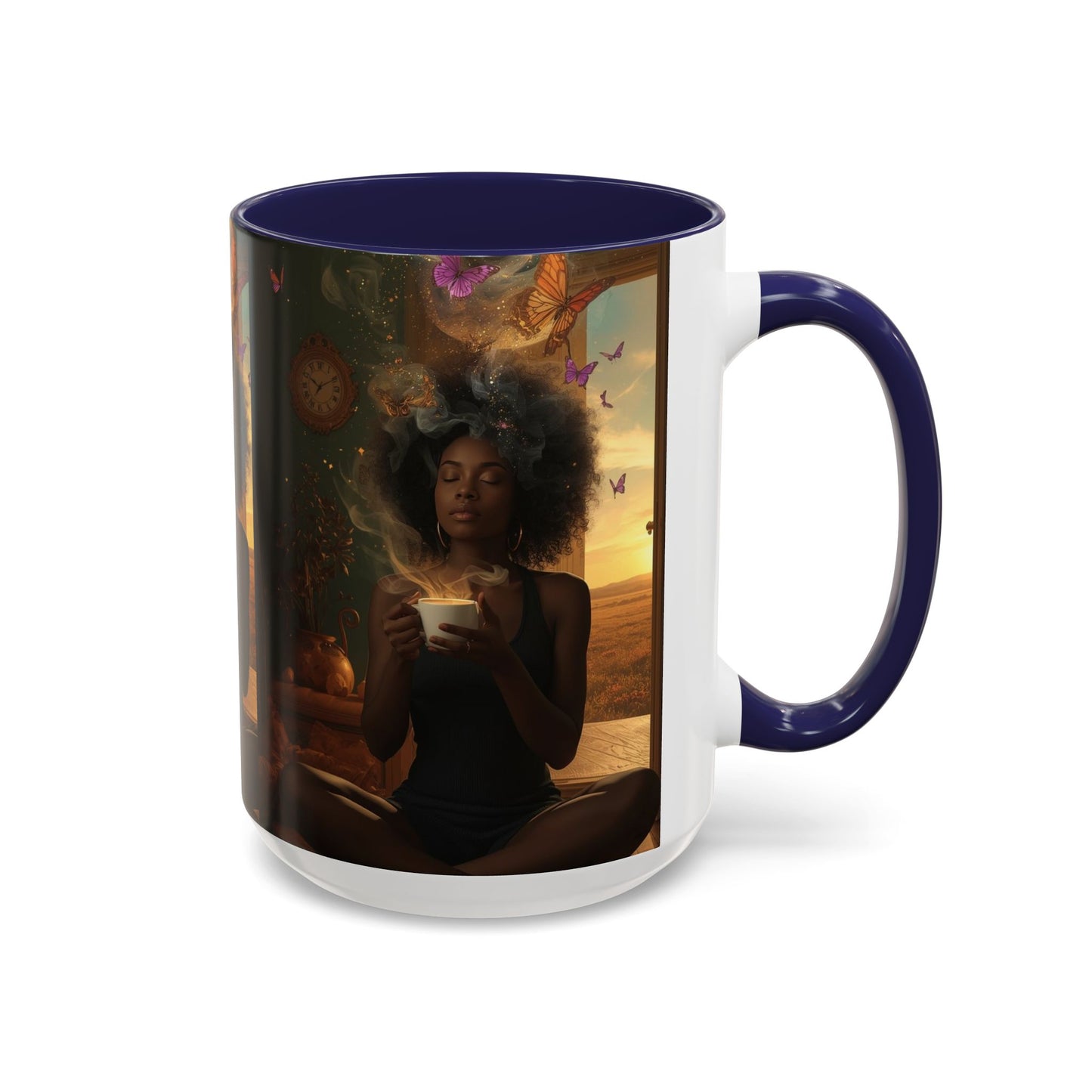 Serene Morning Accent Coffee Mug - Perfect for Tea Lovers, Unique Gift for Women, Cozy Home Decor, Butterfly Design Memento