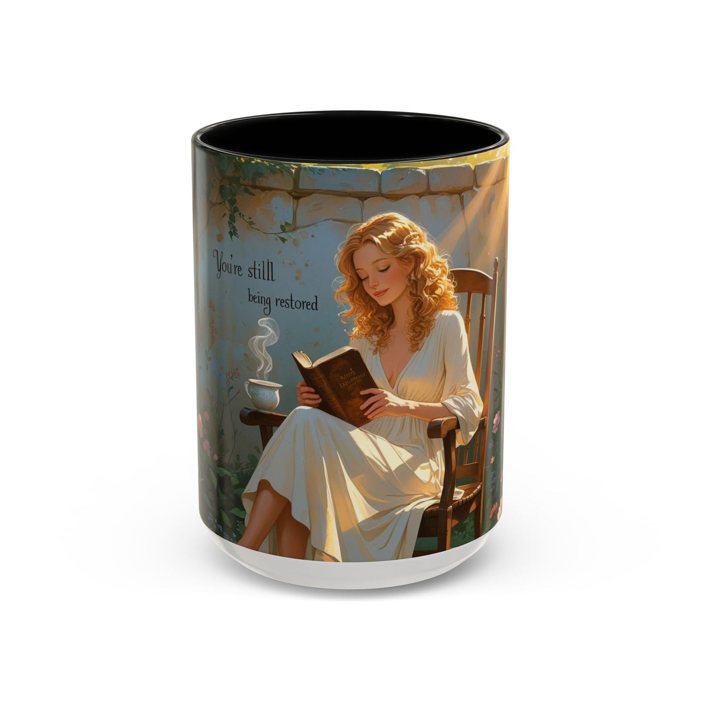 Accent Coffee Mug with Inspirational Design, Cozy Gift for Readers, Perfect for Relaxation, Home Decor, Warm Beverage Lover