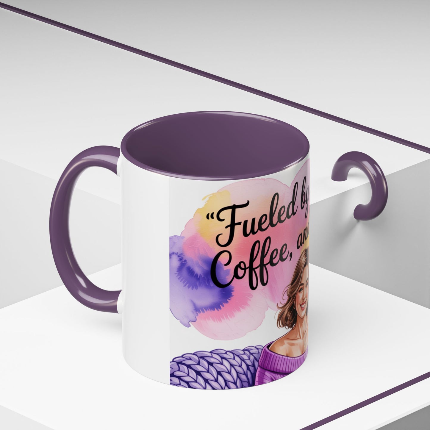 Fueled by Grace, Coffee, and Chaos Accent Coffee Mug, Colorful Design for Coffee Lovers, Hot chocolate