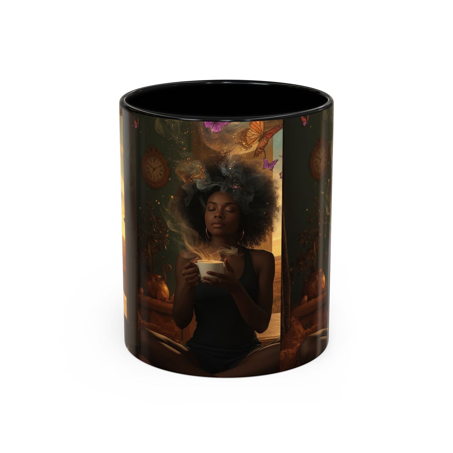 Serene Morning Accent Coffee Mug - Perfect for Tea Lovers, Unique Gift for Women, Cozy Home Decor, Butterfly Design Memento