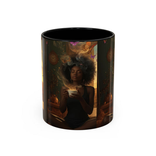 Serene Morning Accent Coffee Mug - Perfect for Tea Lovers, Unique Gift for Women, Cozy Home Decor, Butterfly Design Memento