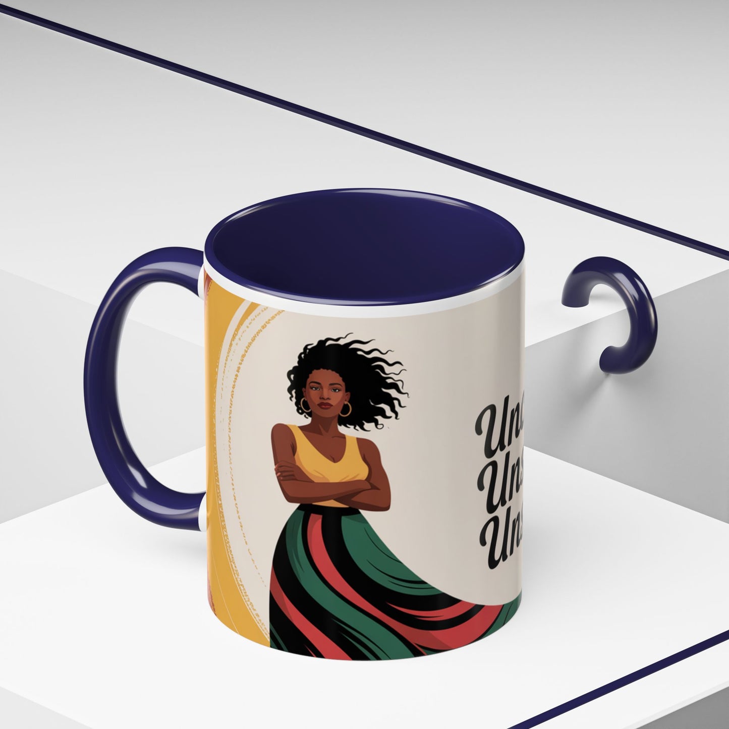 Unchained Unshaken Unstoppable Accent Coffee Mug, Juneteenth