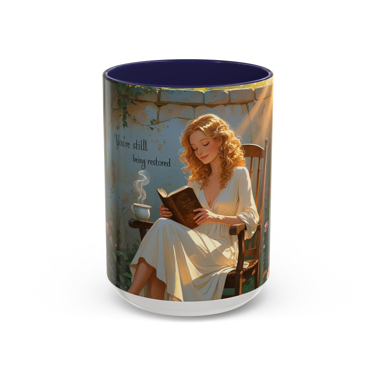 Accent Coffee Mug with Inspirational Design, Cozy Gift for Readers, Perfect for Relaxation, Home Decor, Warm Beverage Lover