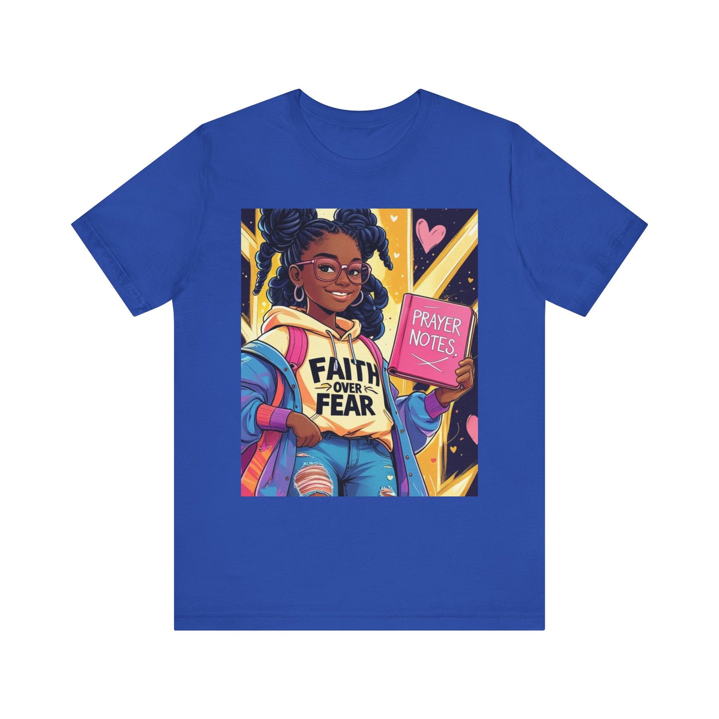 Faith Over Fear Unisex Tee - Empowering Graphic Shirt for Positivity, Inspirational Gift, Youth Apparel, Prayer Notes Design, Teen, Women