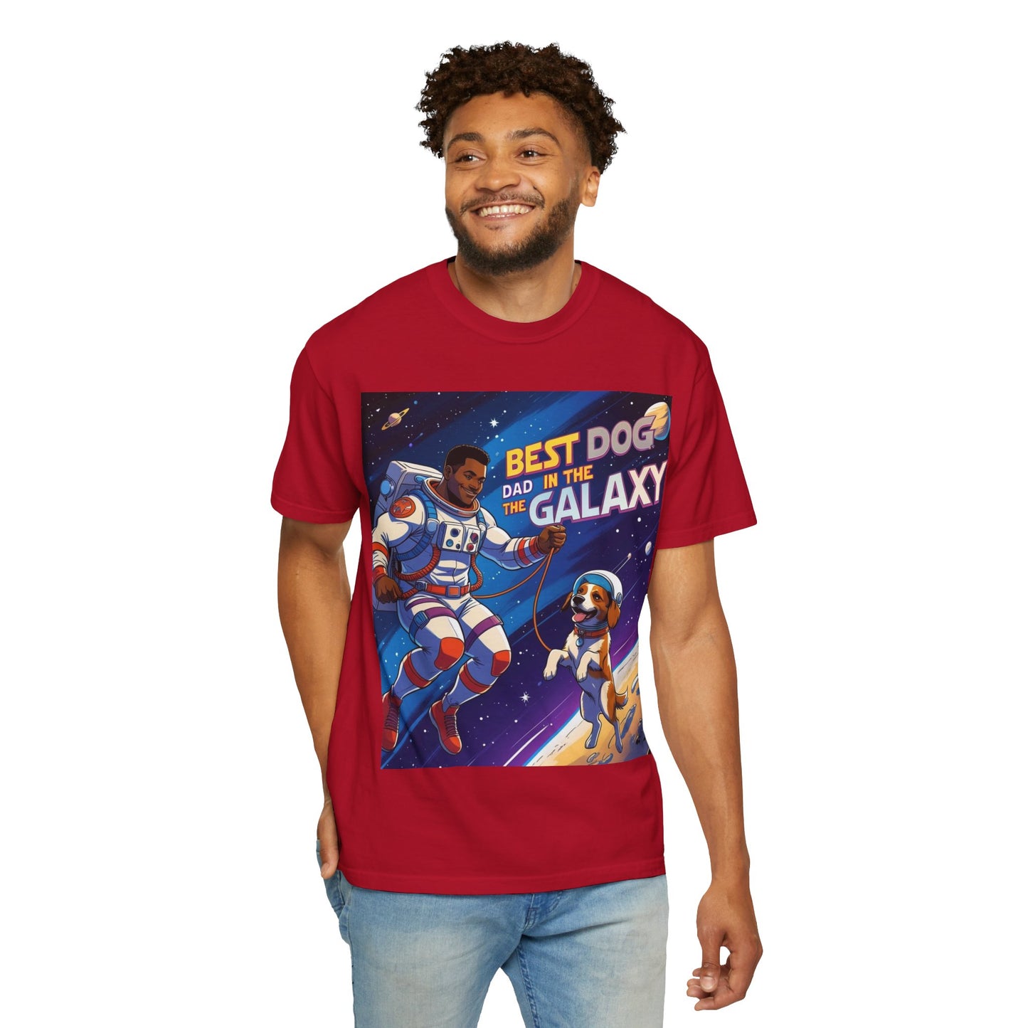 Best Dog Dad in the Galaxy T-Shirt, Unisex Space-Themed Tee, Dog Lover Gift, Father's Day Shirt, Gift for Dog Dads, Galaxy Graphic Tee