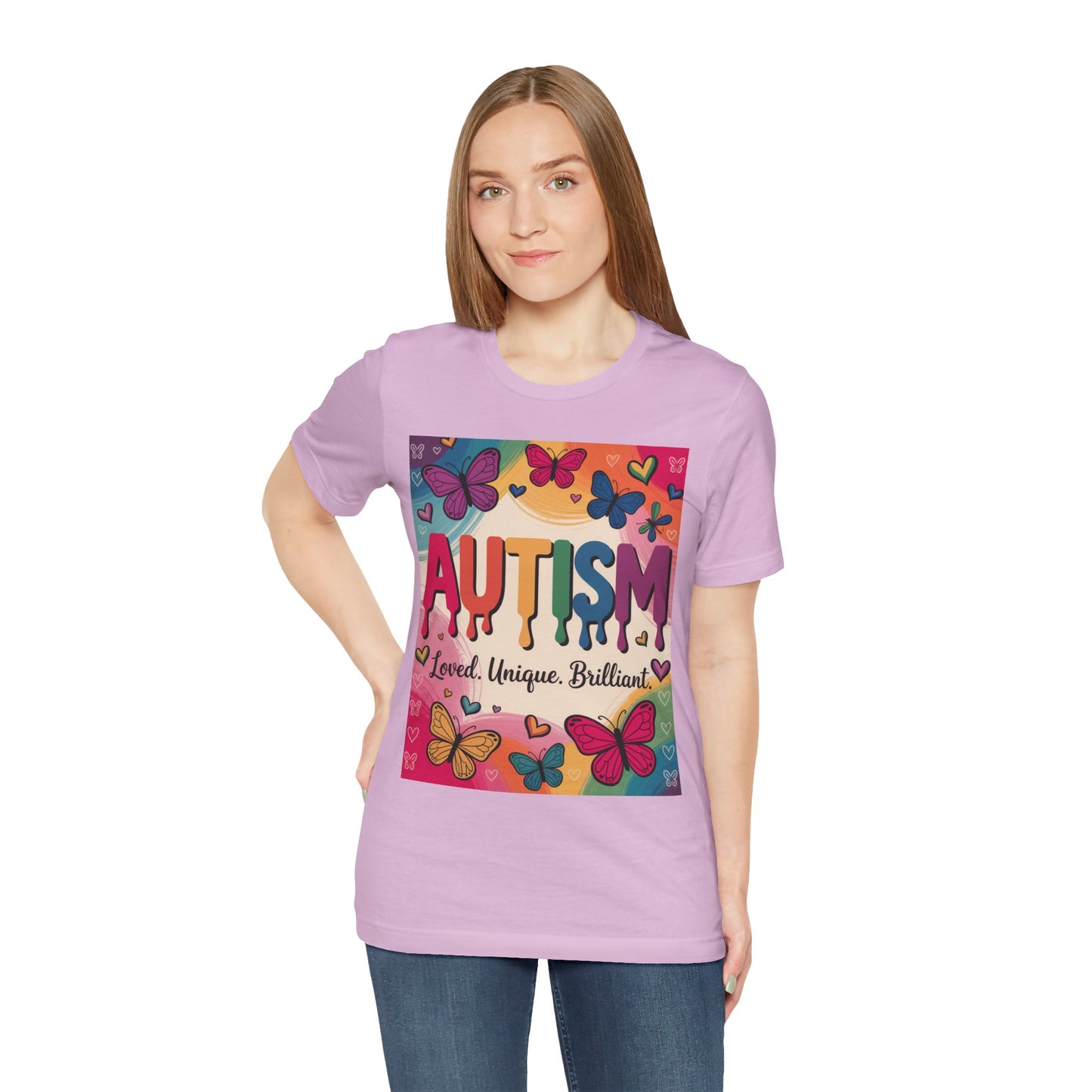 Autism Awareness Butterfly Tee  Loved, Unique, Brilliant Unisex Short Sleeve TShirt