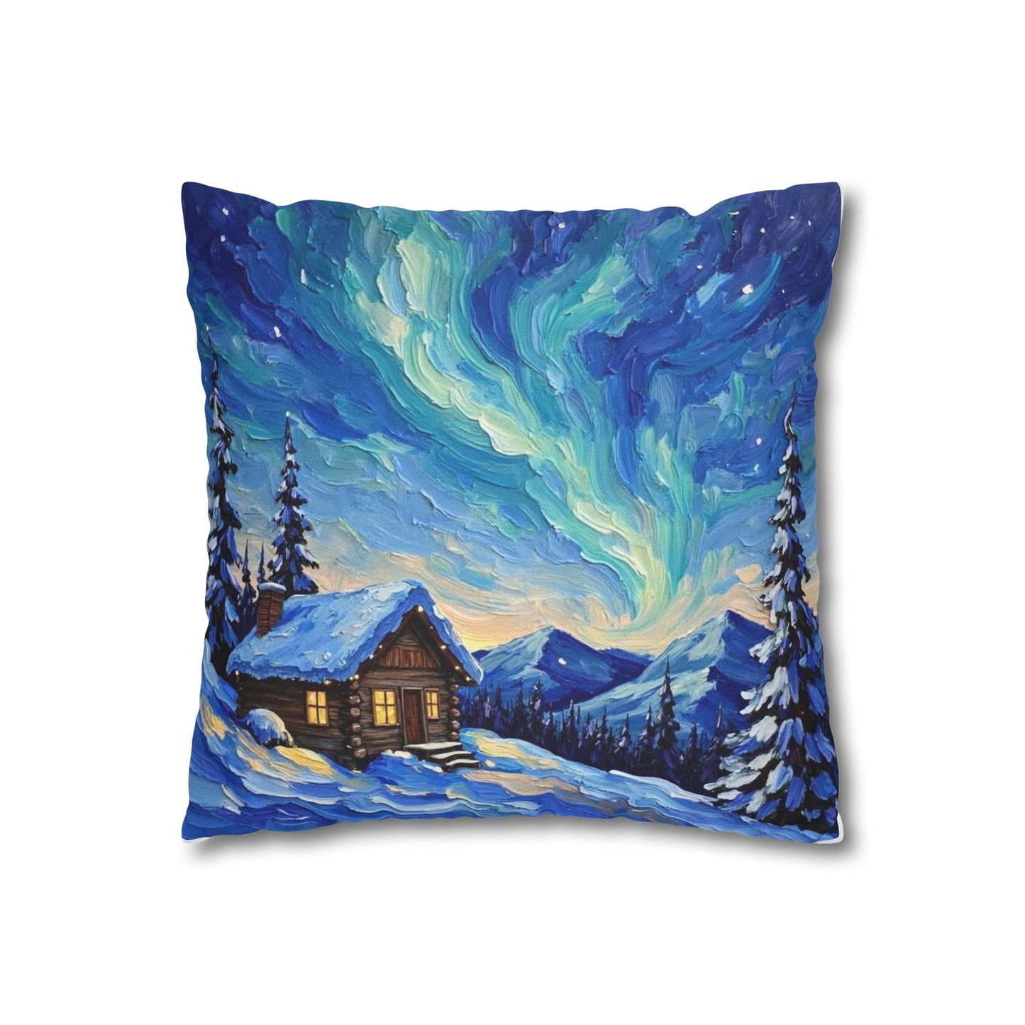 Cozy Winter Landscape Pillowcase, Decorative Cushion Cover for Home, Winter Decor, Christmas Gift, Cabin Aesthetic