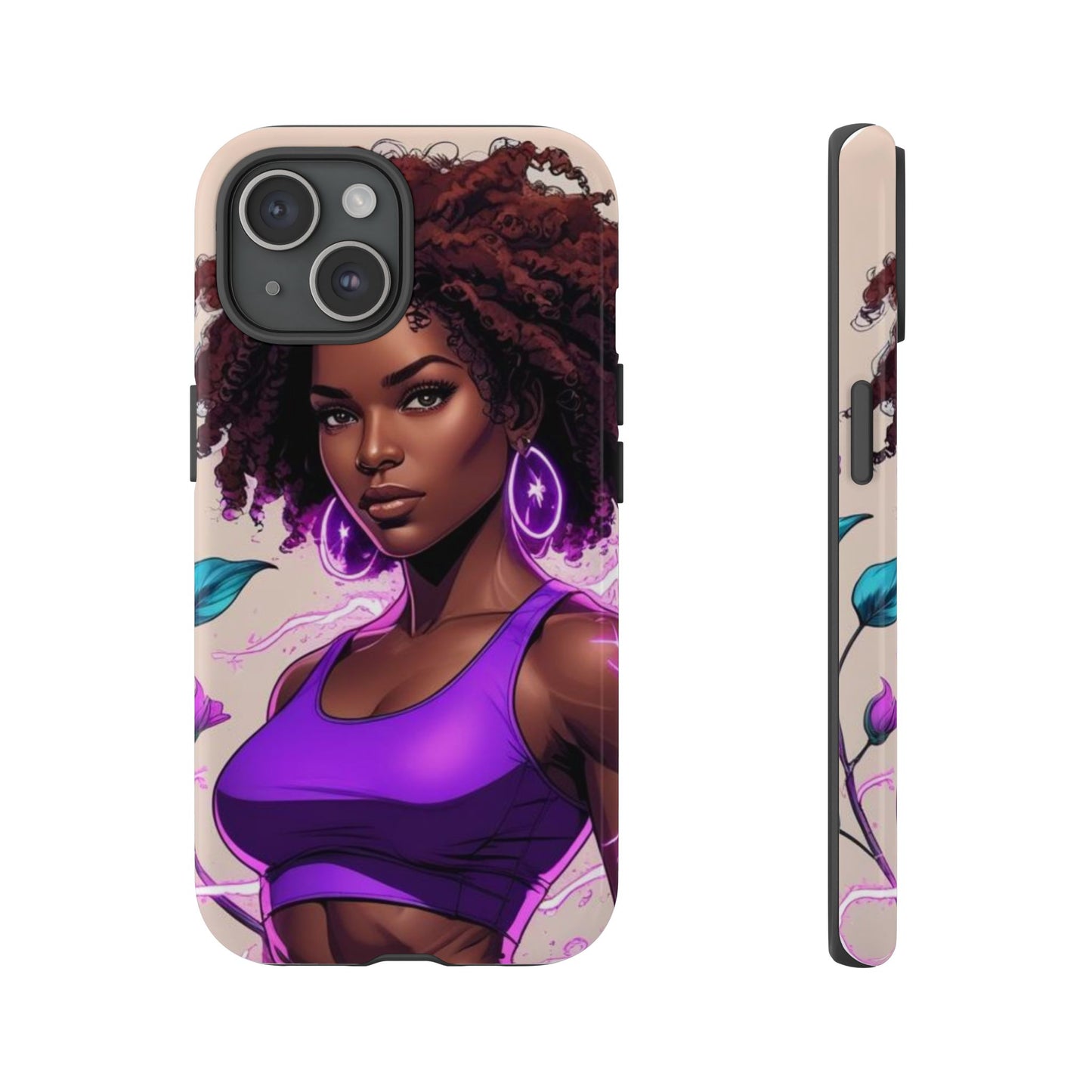 Vibrant Phone Case featuring Empowering Design, Black Woman Art, Floral Phone Accessory, Tough Cases for Gifts, Unique Gift for Her