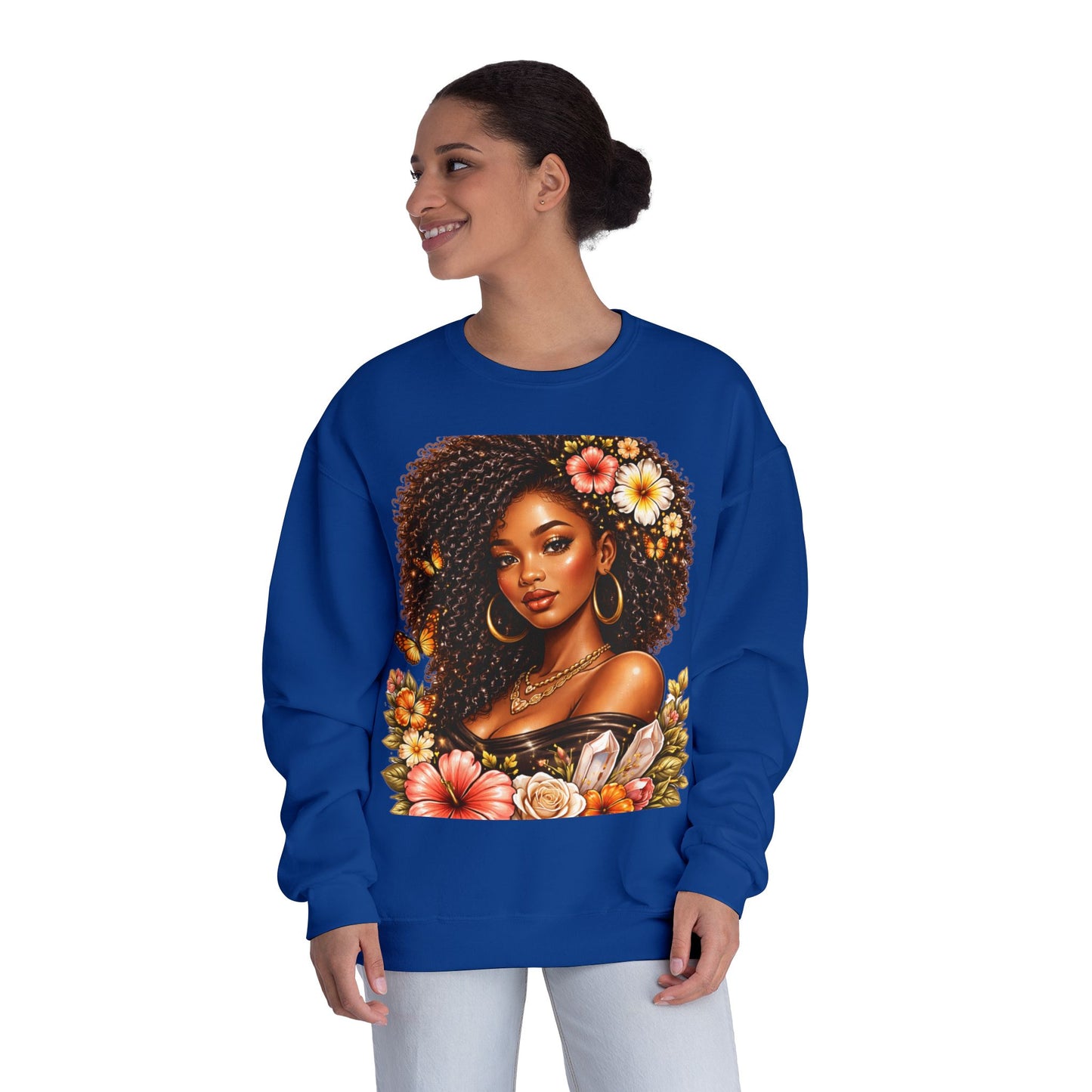 Afro Floral Portrait Crewneck Sweatshirt