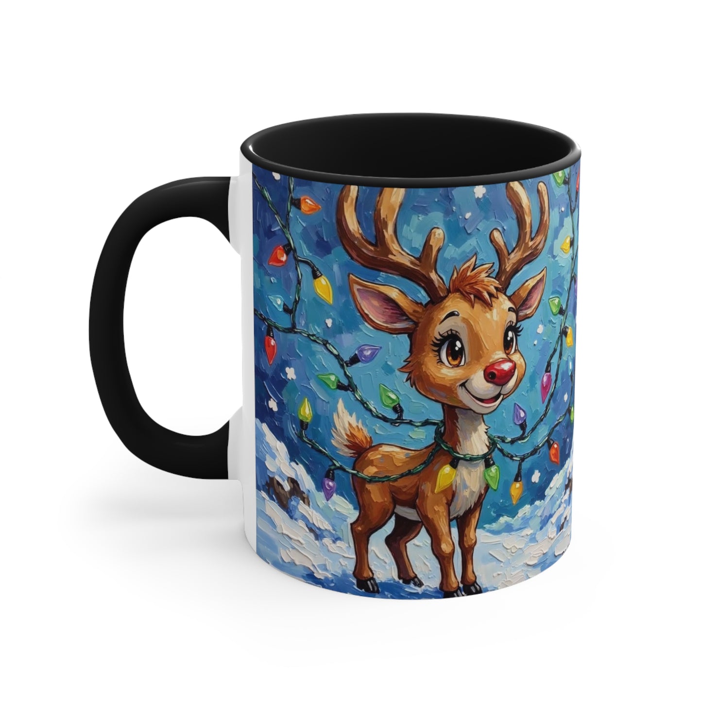 Cute Christmas Reindeer Accent Mug, Holiday Mug, Gift for Animal Lovers, Warm Beverage Holder, Festive Kitchen Decor