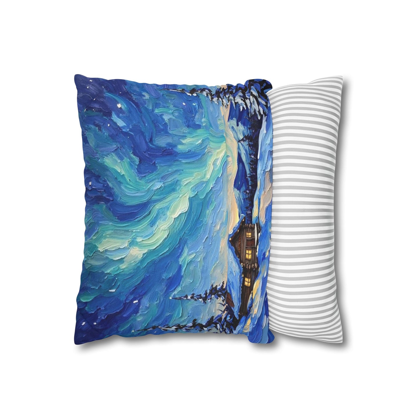 Cozy Winter Landscape Pillowcase, Decorative Cushion Cover for Home, Winter Decor, Christmas Gift, Cabin Aesthetic