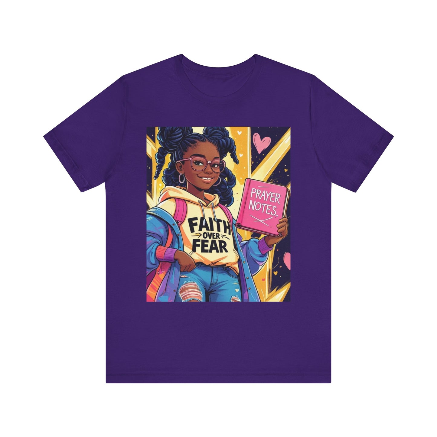 Faith Over Fear Unisex Tee - Empowering Graphic Shirt for Positivity, Inspirational Gift, Youth Apparel, Prayer Notes Design, Teen, Women