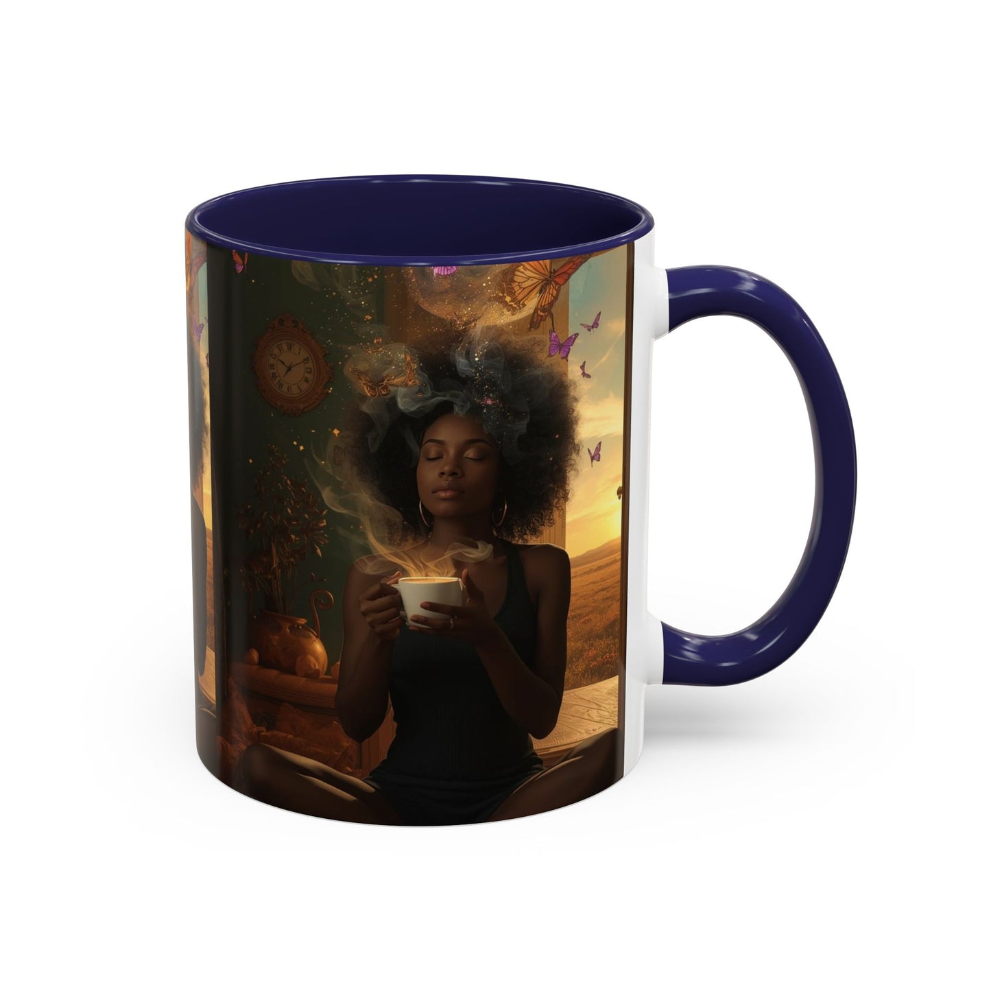 Serene Morning Accent Coffee Mug - Perfect for Tea Lovers, Unique Gift for Women, Cozy Home Decor, Butterfly Design Memento